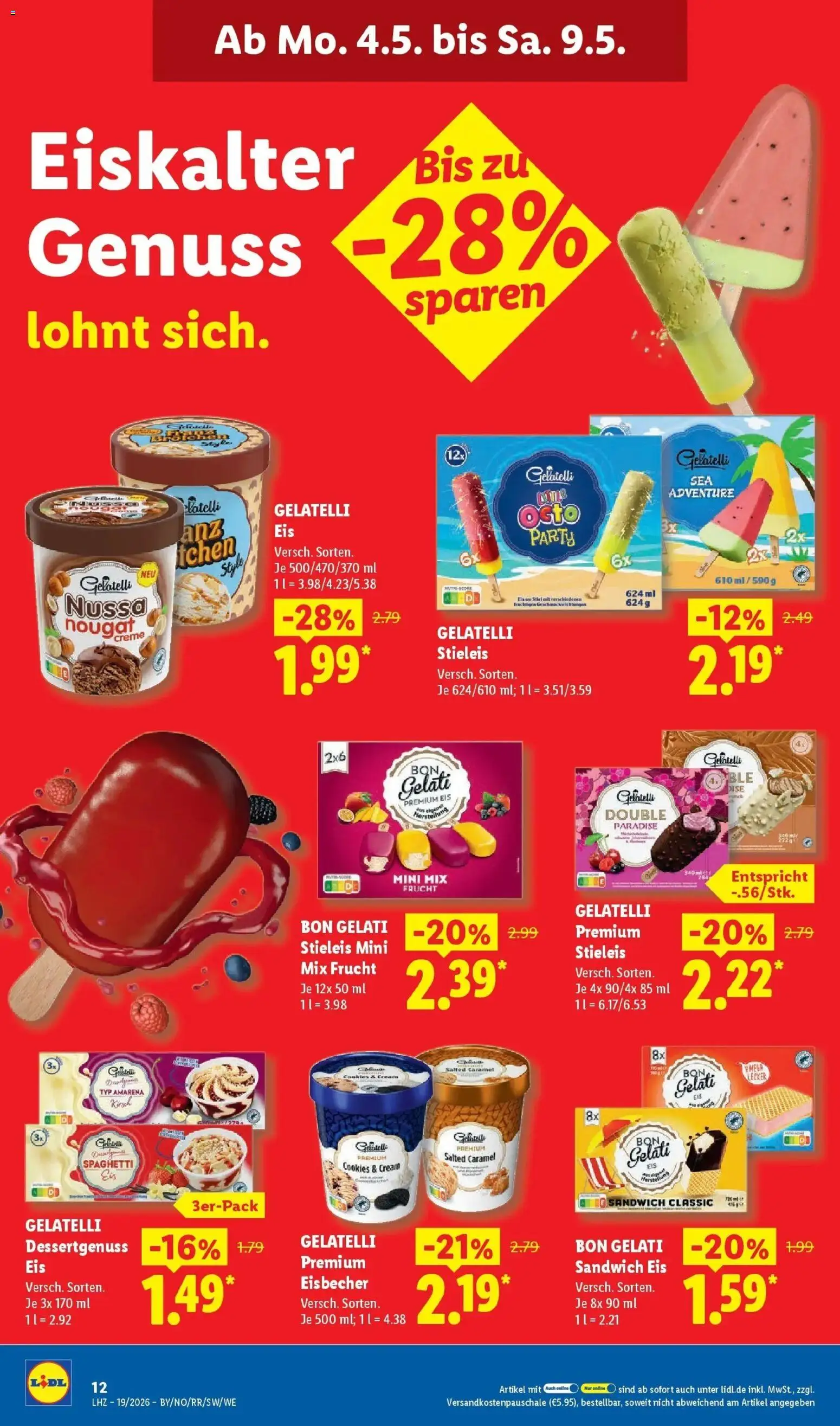 Lidl Německo leták od 04.05.2026 | Strana: 28 | Produkty: Cookies, Bon Gelati, Gelatelli