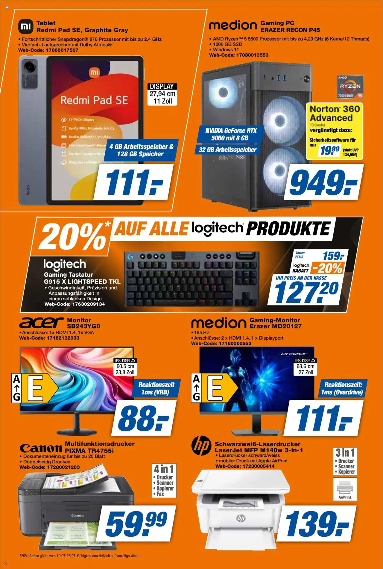 Expert Prospekt 	 - gültig ab dem 18.07.2025 | Seite: 8 | Produkte: Apple, Laserdrucker, PC, Drucker