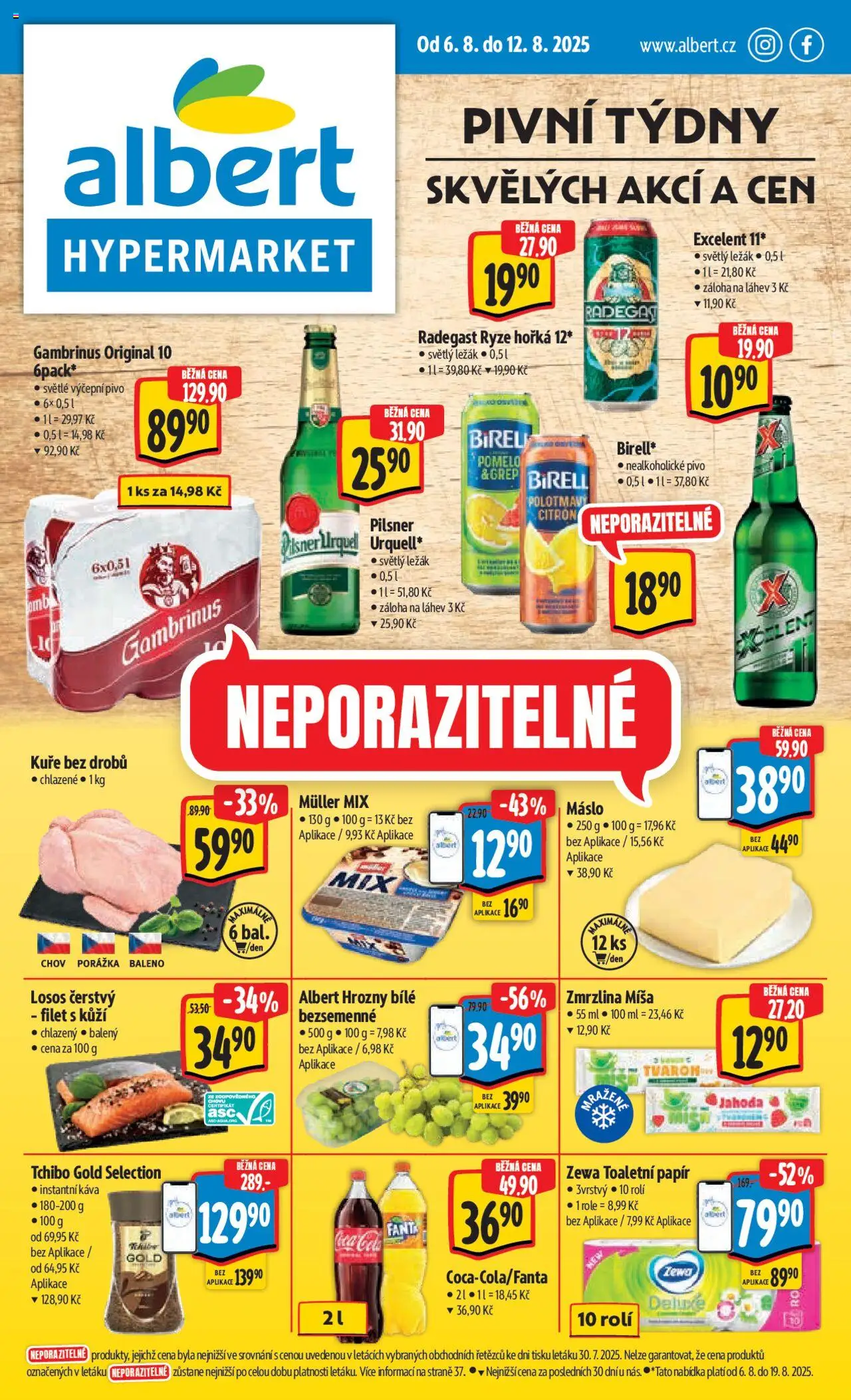 Albert leták - Hypermarket od 06.08.2025 | Strana: 1 | Produkty: Fanta, Pilsner, Radegast, Gambrinus