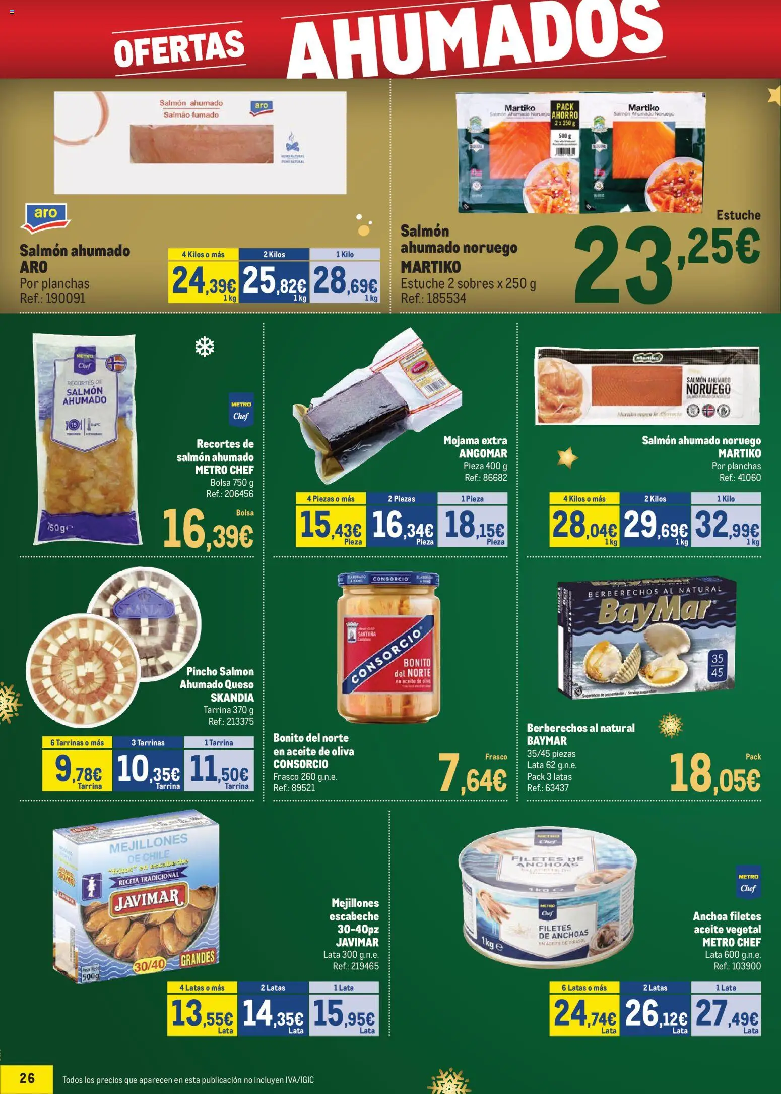 Makro - Precios Sur │ válido desde el 24.11.2025 | Página: 26 | Productos: Mejillones escabeche, Queso, Bolsa, Anchoa