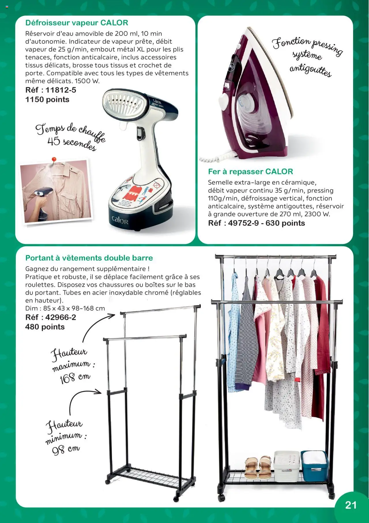  | Page: 21 | Produits: Brosse, Réservoir d'eau, Vêtements, Portant a vêtements