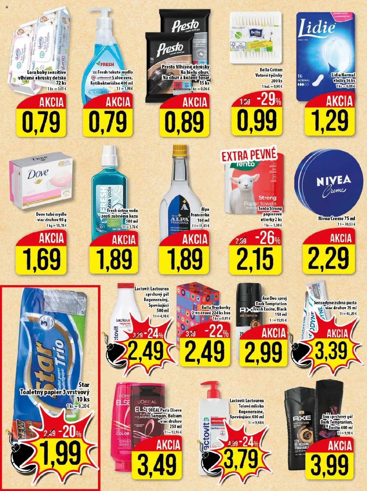 Klas leták │ platný od 18.08.2025 | Strana: 19 | Produkty: Mlieko, Sprchový gél, Zubná pasta, Alpa