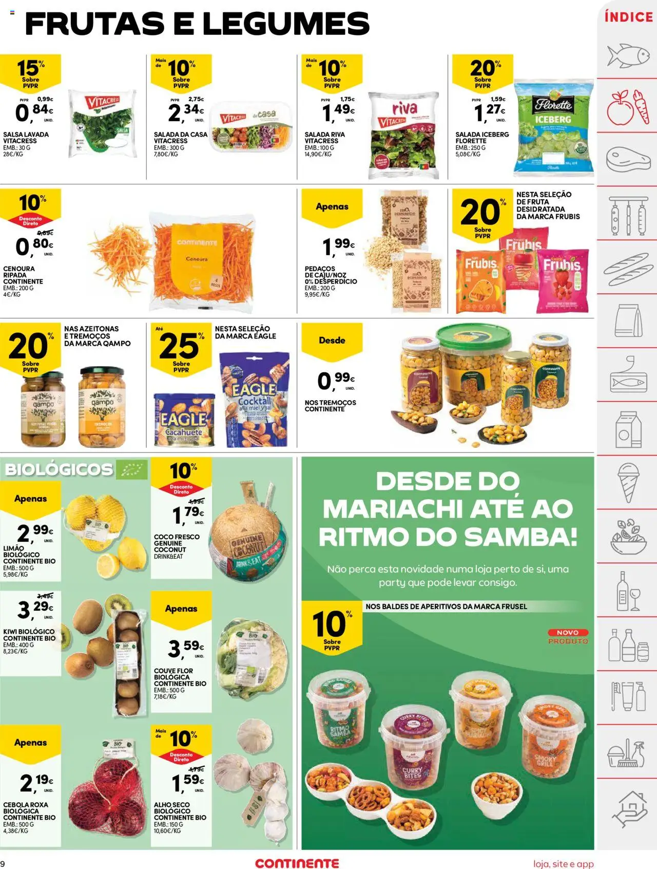 Continente folheto │ válido de 05.08.2025 | Página: 9 | Produtos: Azeitonas, Cebola, Kiwi, Cenoura