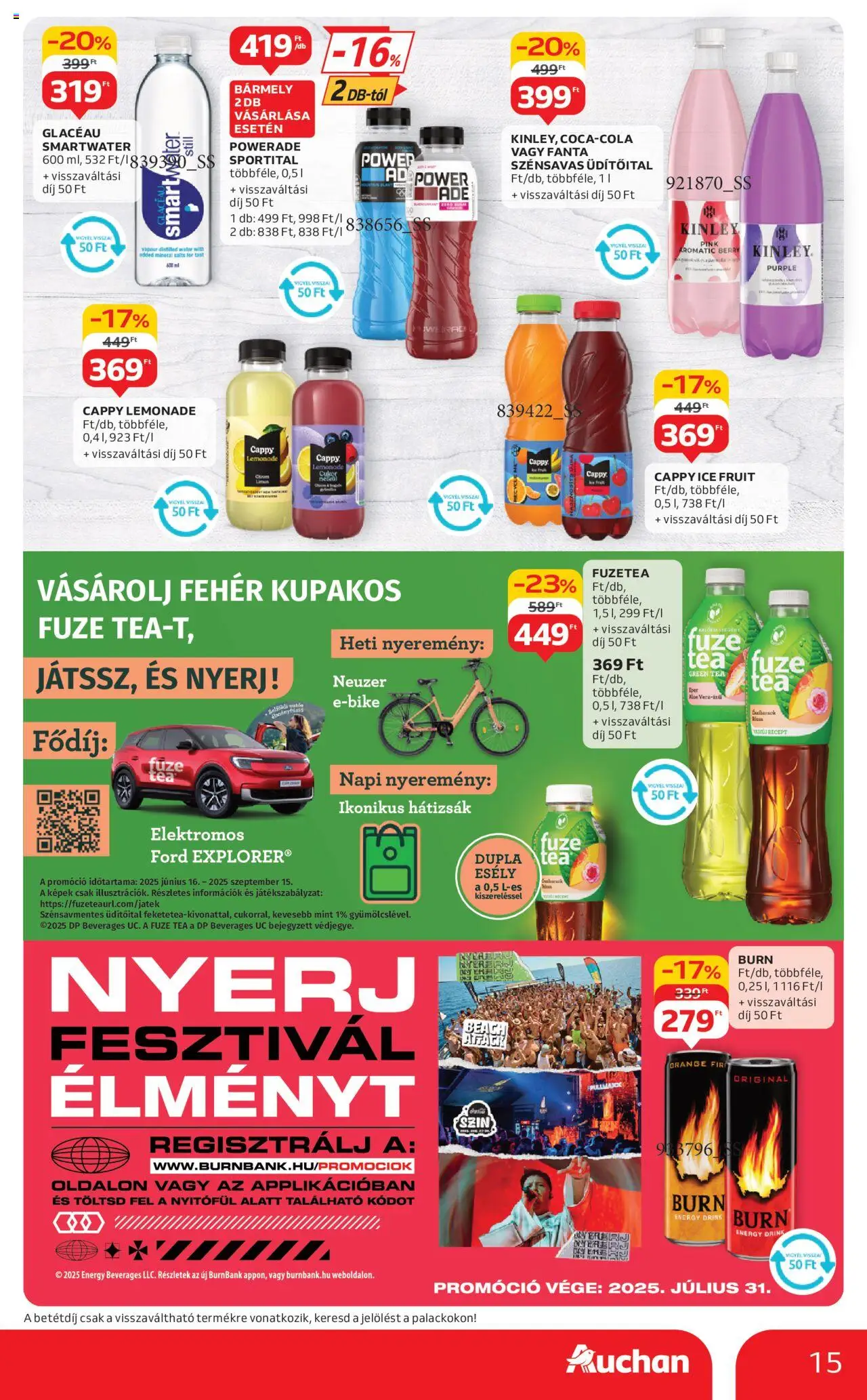 Auchan akciós ujság - amely érvényes a következő dátumtól: 19.06.2025 | Oldal: 15 | Termékek: Hátizsák, Fanta, Tea