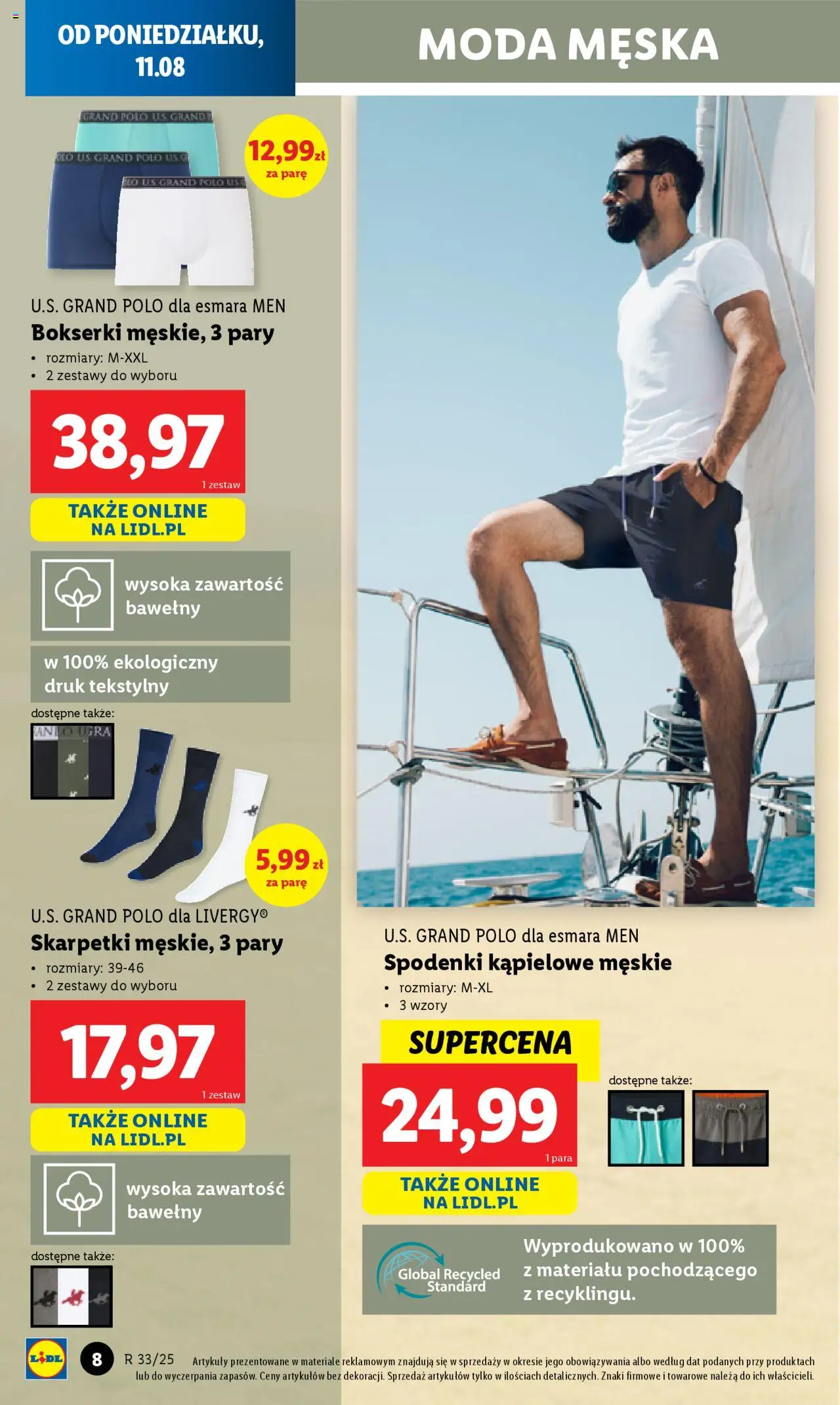 Lidl Katalog od 11.08.2025 | Strona: 8 | Produkty: Spodenki, Bokserki, Skarpetki