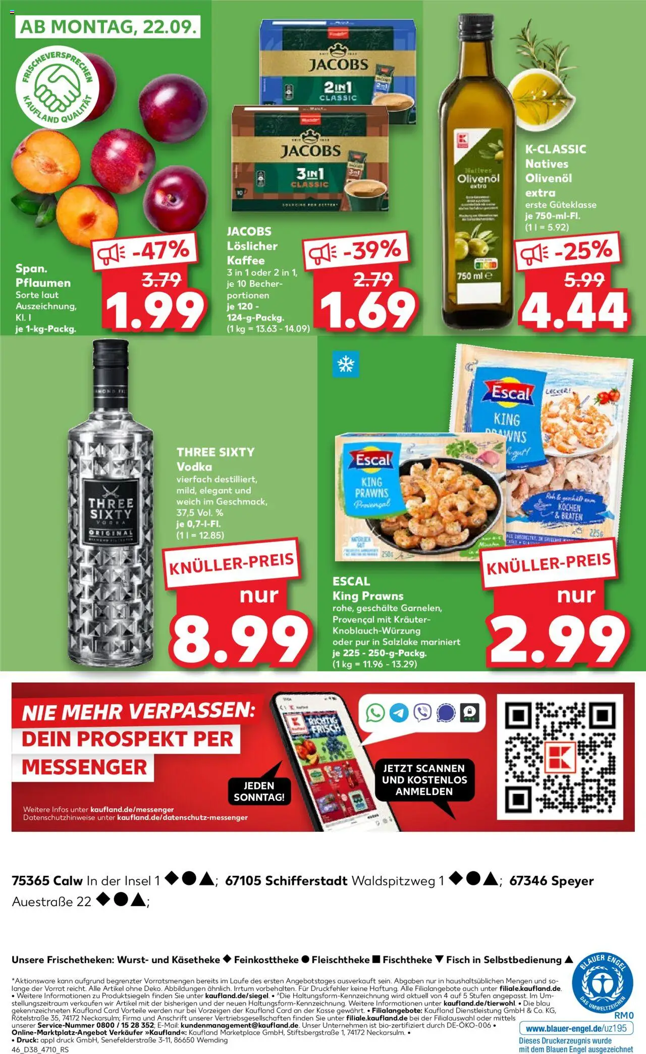Kaufland prospekt Speyer	 – gültig ab 18.09.2025 | Seite: 46 | Produkte: Kaffee, Olivenol, Wurst, Vodka