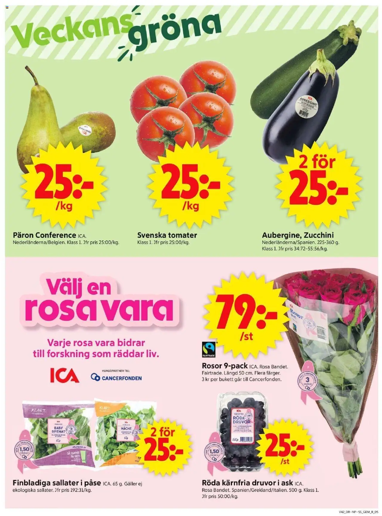 ICA Supermarket reklamblad aktuell från 13.10.2025 | Sida: 5 | Produkter: Galler, Spenat, Aubergine, Zucchini