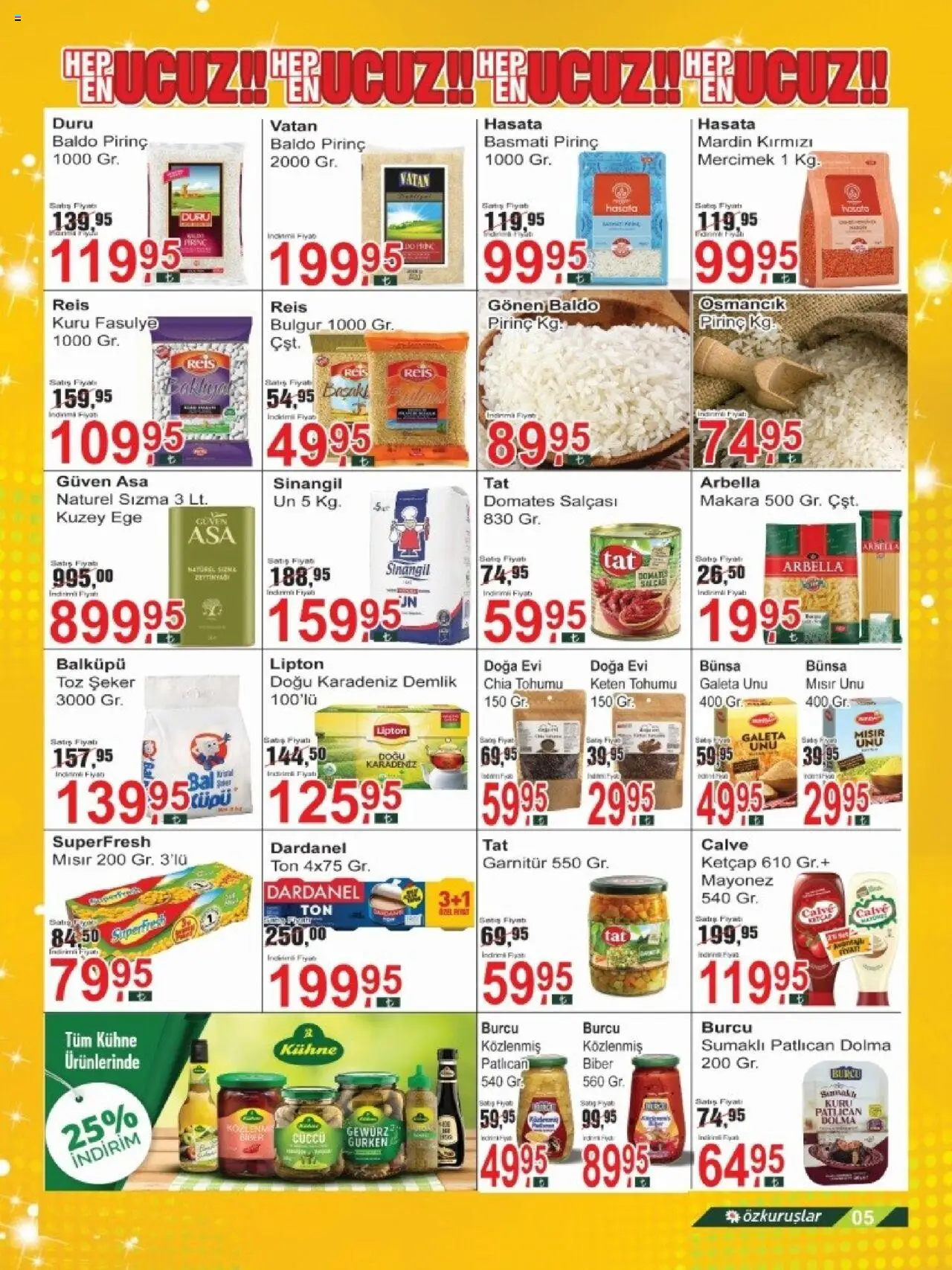 Özkuruşlar Katalog - 21.10.2025 tarihinden itibaren geçerlidir | Sayfa: 5 | Ürünler: Kuru fasulye, Fasulye, Ravioli, Patlıcan