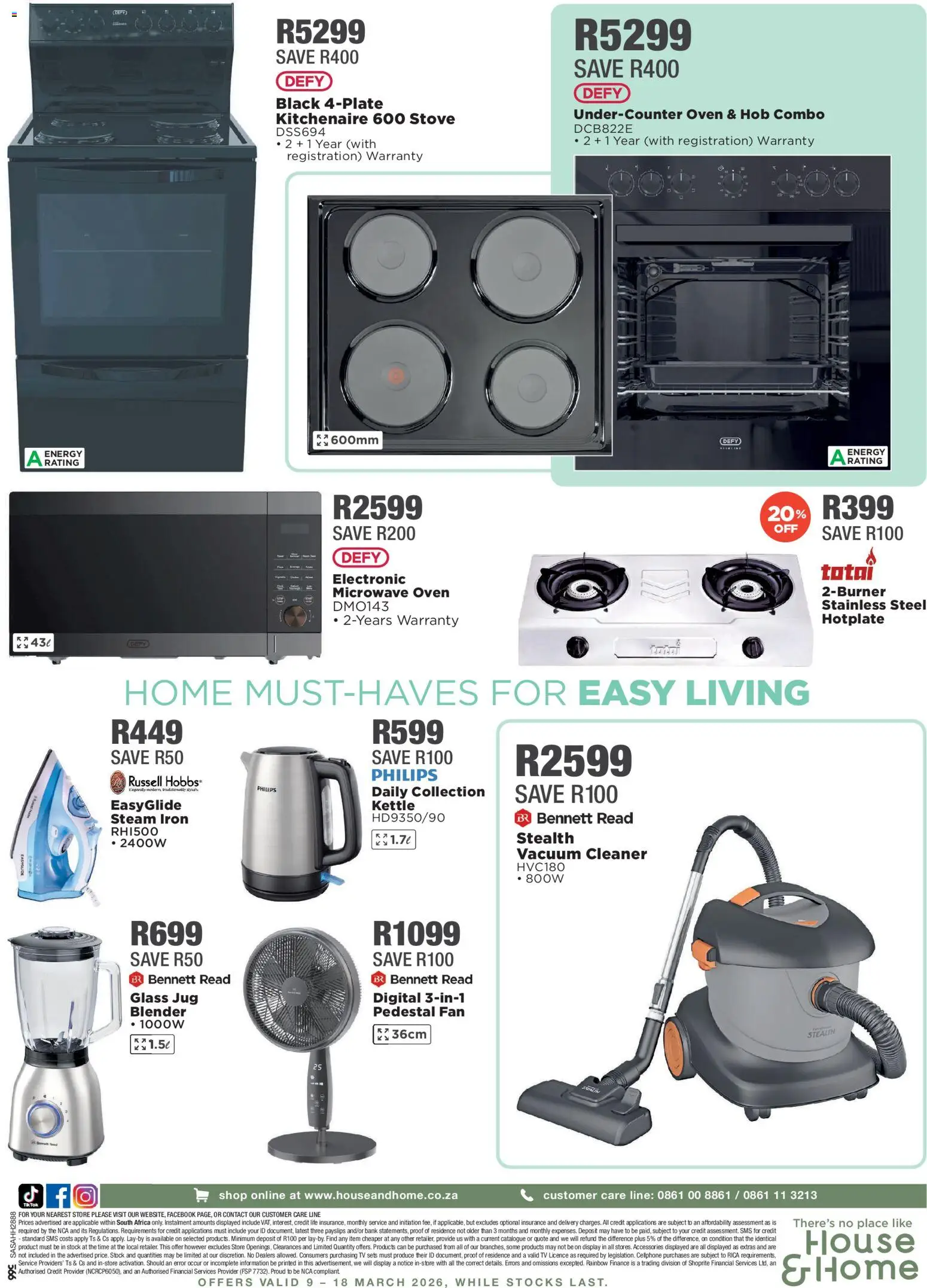 New House and Home catalogue – valid from 09.03.2026 | Page: 8 | Products: Hob, Microwave oven, Vacuum cleaner, Iron