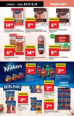 Pogląd oferty "Kiełbasa krakowska rzemieślnicza Olewnik, 320 g, Kiełbasa krakowska rzemieślnicza" - ważna od 27.11.2025 | Strona: 58 | Produkty: Kiełbasa, Kiełbaski, Kiełbasa krakowska, Wędliny