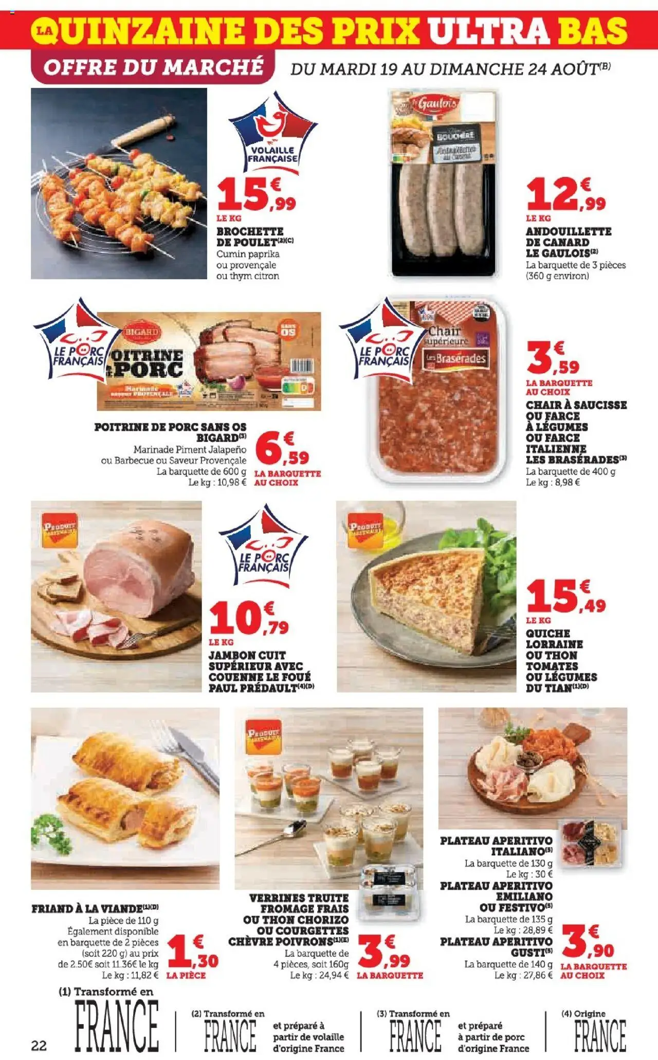  | Page: 22 | Produits: Poitrine de porc, Volaille, Verrines, Jambon
