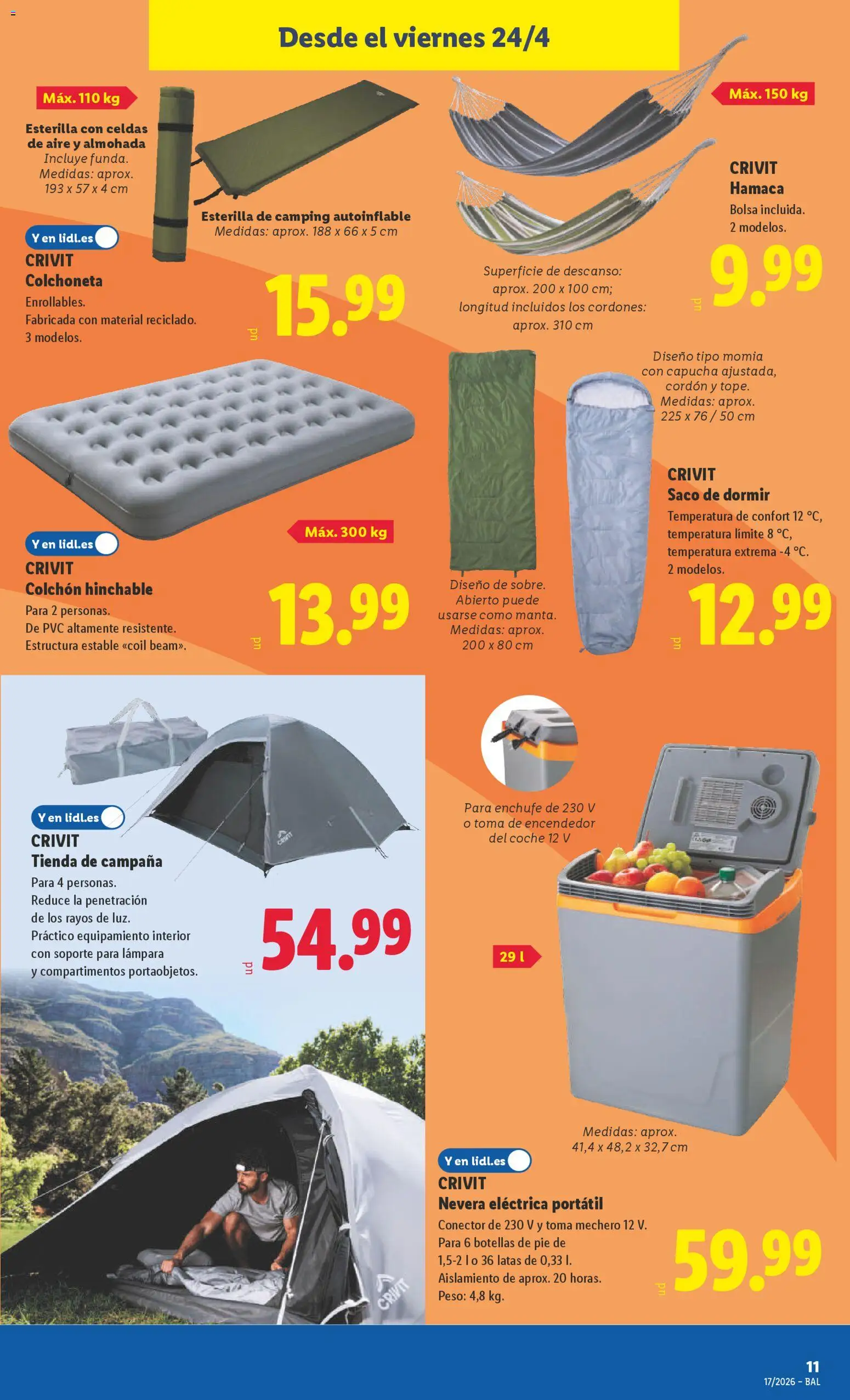 Lidl folleto de bazar │ válido desde el 20.04.2026 | Página: 23 | Productos: Saco de dormir, Colchon, Bolsa, Peso