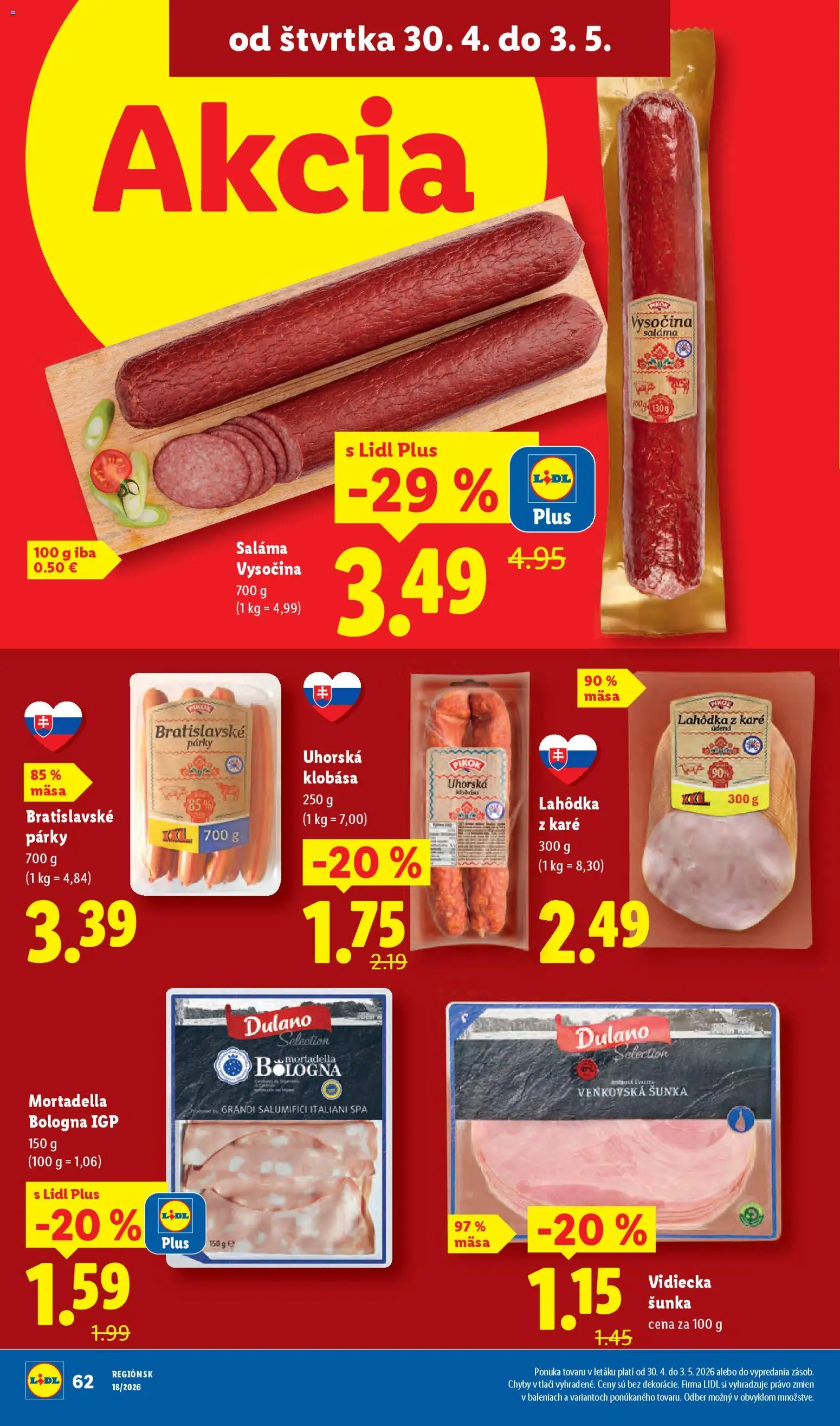 Nové Lidl akcie – leták je platný od 27.04.2026 | Strana: 68 | Produkty: Saláma, Šunka, Klobása, Párky