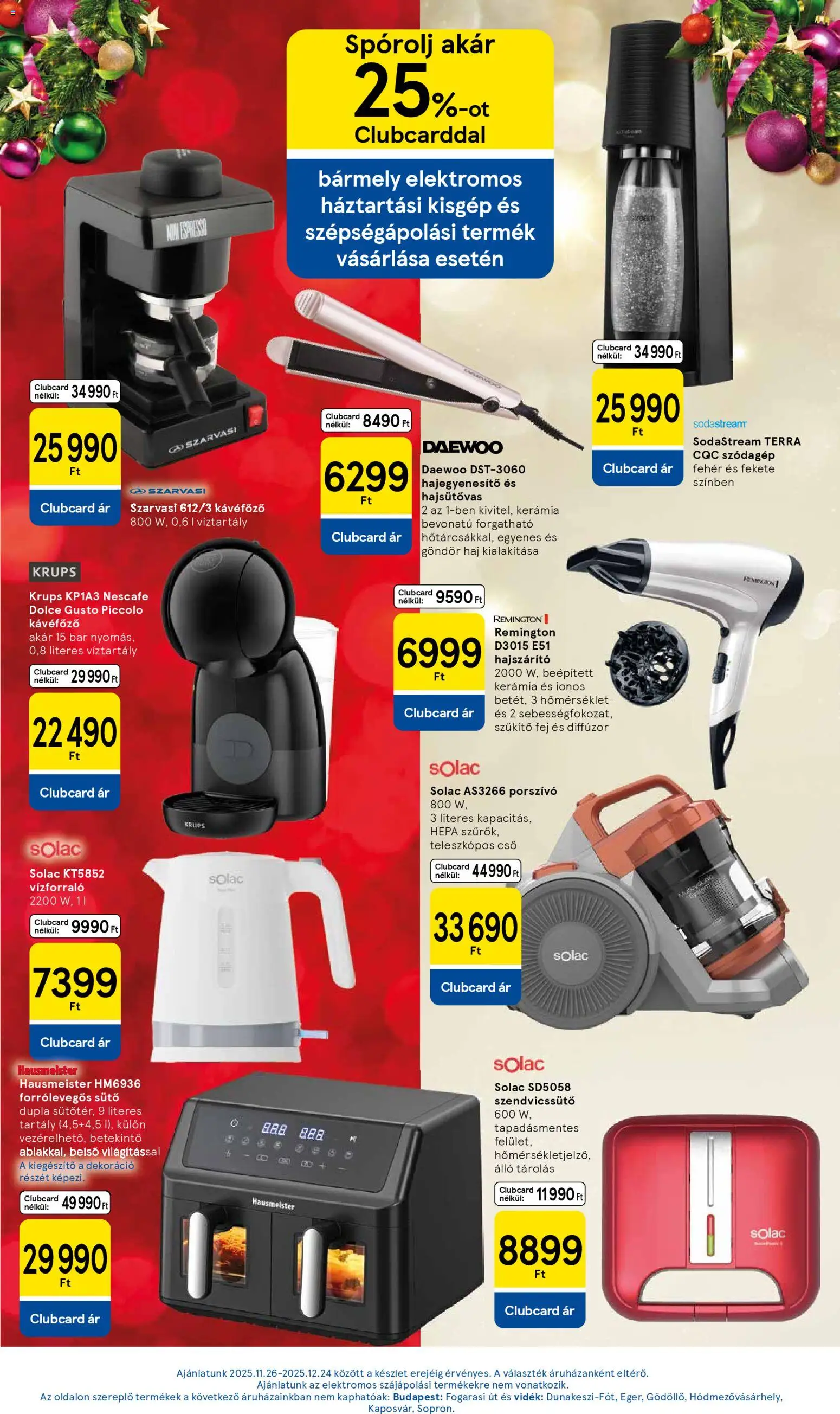 Tesco akciós ujság - amely érvényes a következő dátumtól: 18.12.2025 | Oldal: 15 | Termékek: Kávéfőző, Vízforraló, Hajszárító, Diffúzor