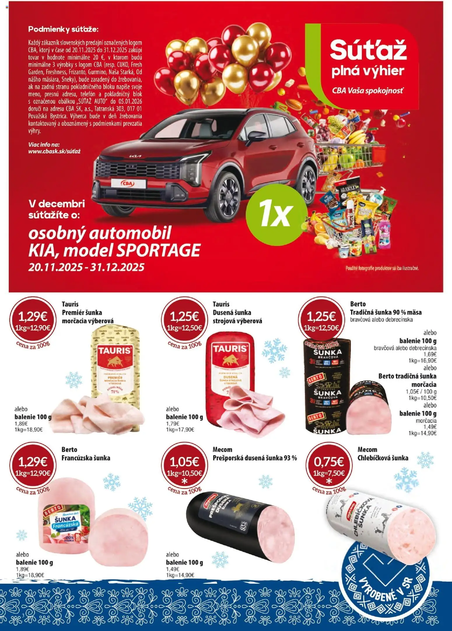 Nové KARMEN CBA akcie – leták je platný od 01.12.2025 | Strana: 3 | Produkty: Telefón, Šunka
