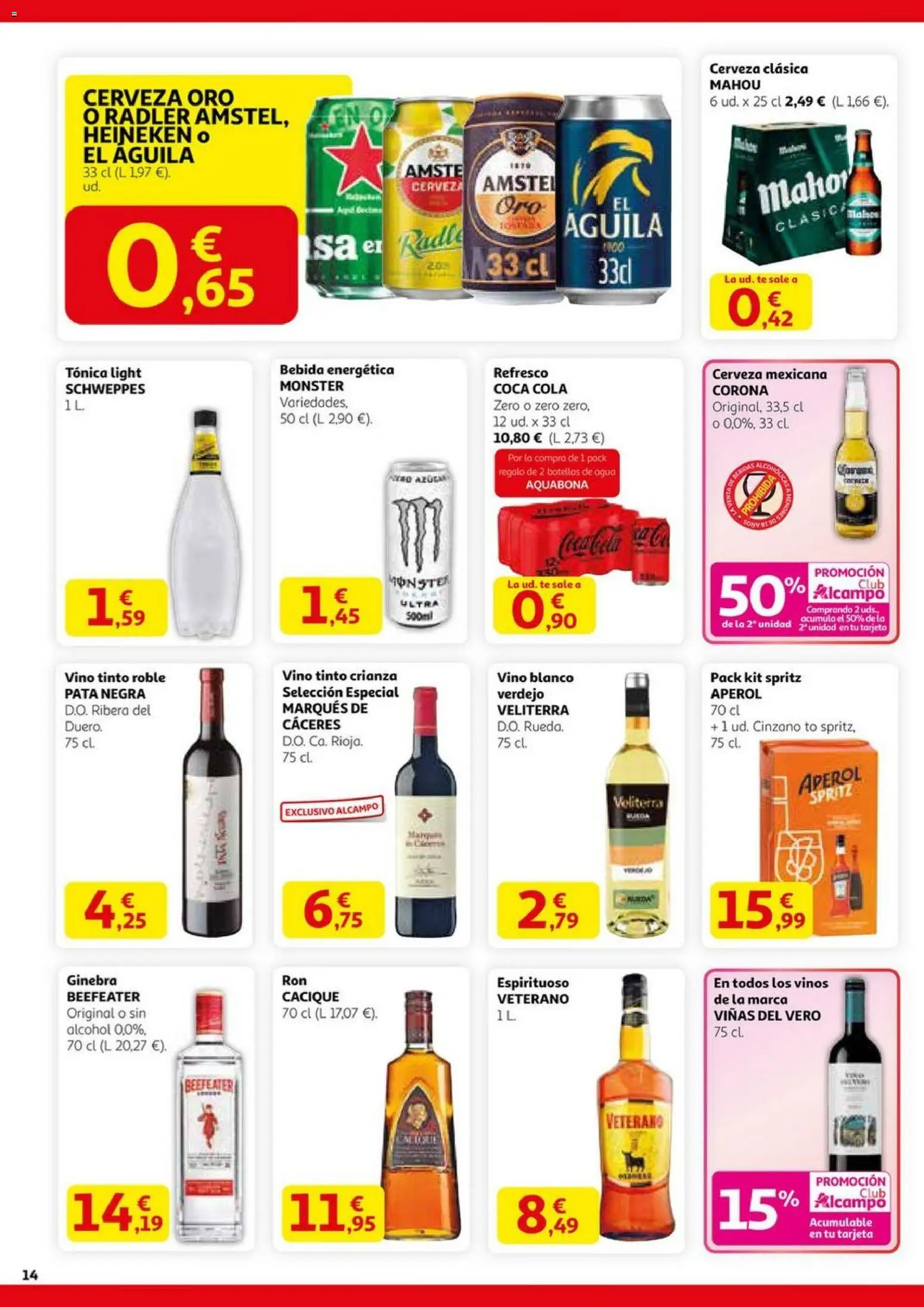 Alcampo -  Black Friday │ válido desde el 06.11.2025 | Página: 14 | Productos: Vino, Cerveza, Ginebra, Té