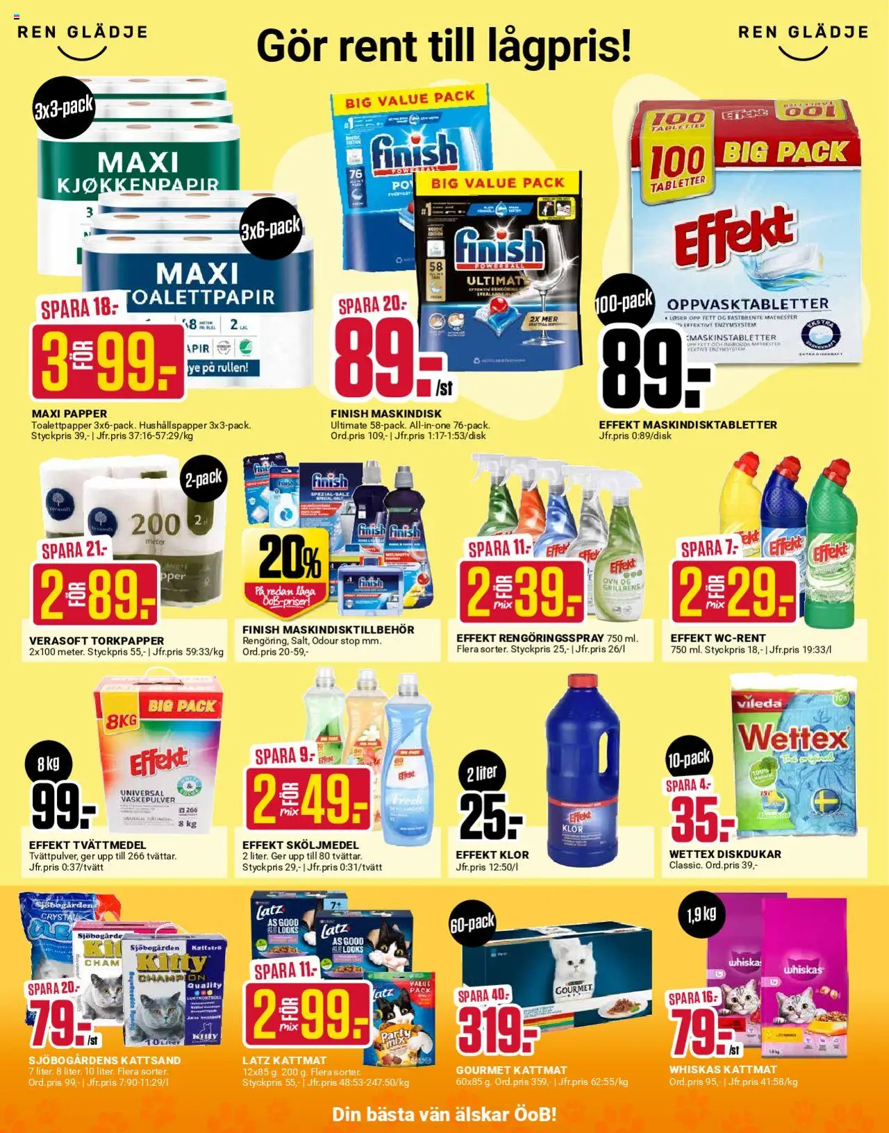 ÖoB reklamblad aktuell från 30.06.2025 | Sida: 6 | Produkter: Toalettpapper, Rengöringsspray, Papper, Kattmat