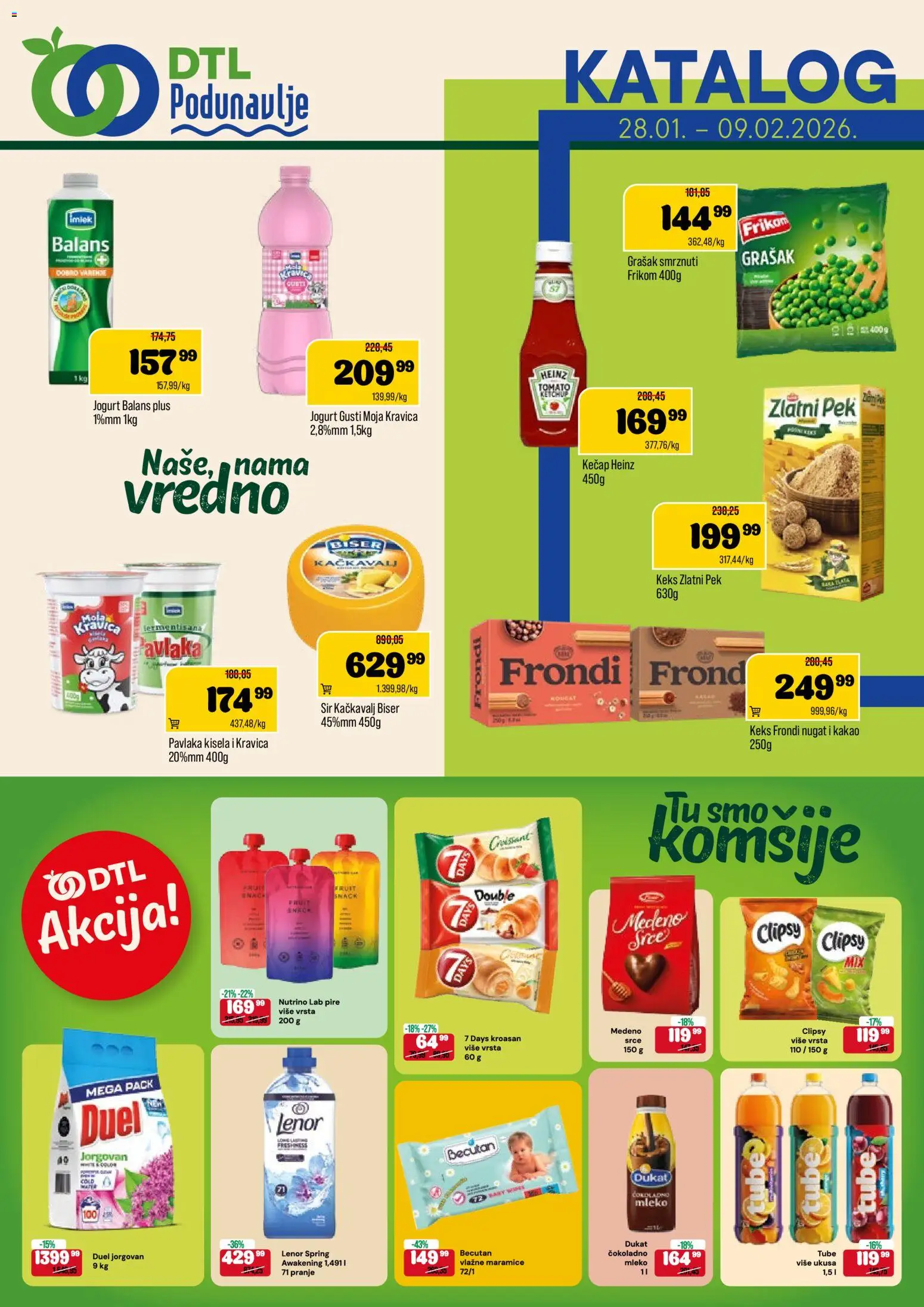 Podunavlje katalog - važi od 28.01.2026 | Strana: 1 | Proizvode: Grašak, Sir, Jogurt, Vlažne maramice