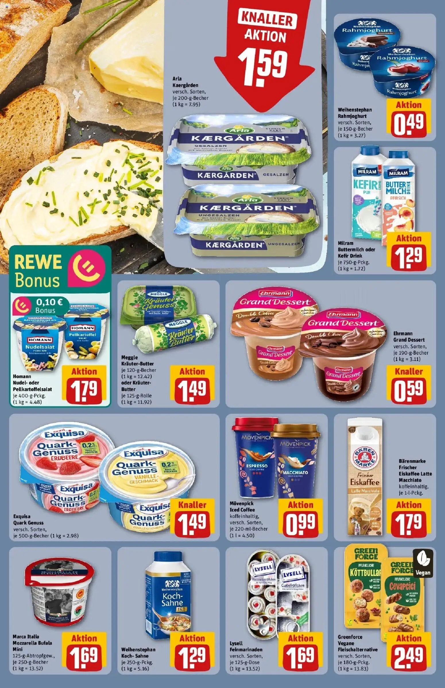 Rewe Prospekt Köln / Weidenpesch	 – gültig ab 12.04.2026 | Seite: 16 | Produkte: Kefir, Butter, Exquisa, Salat