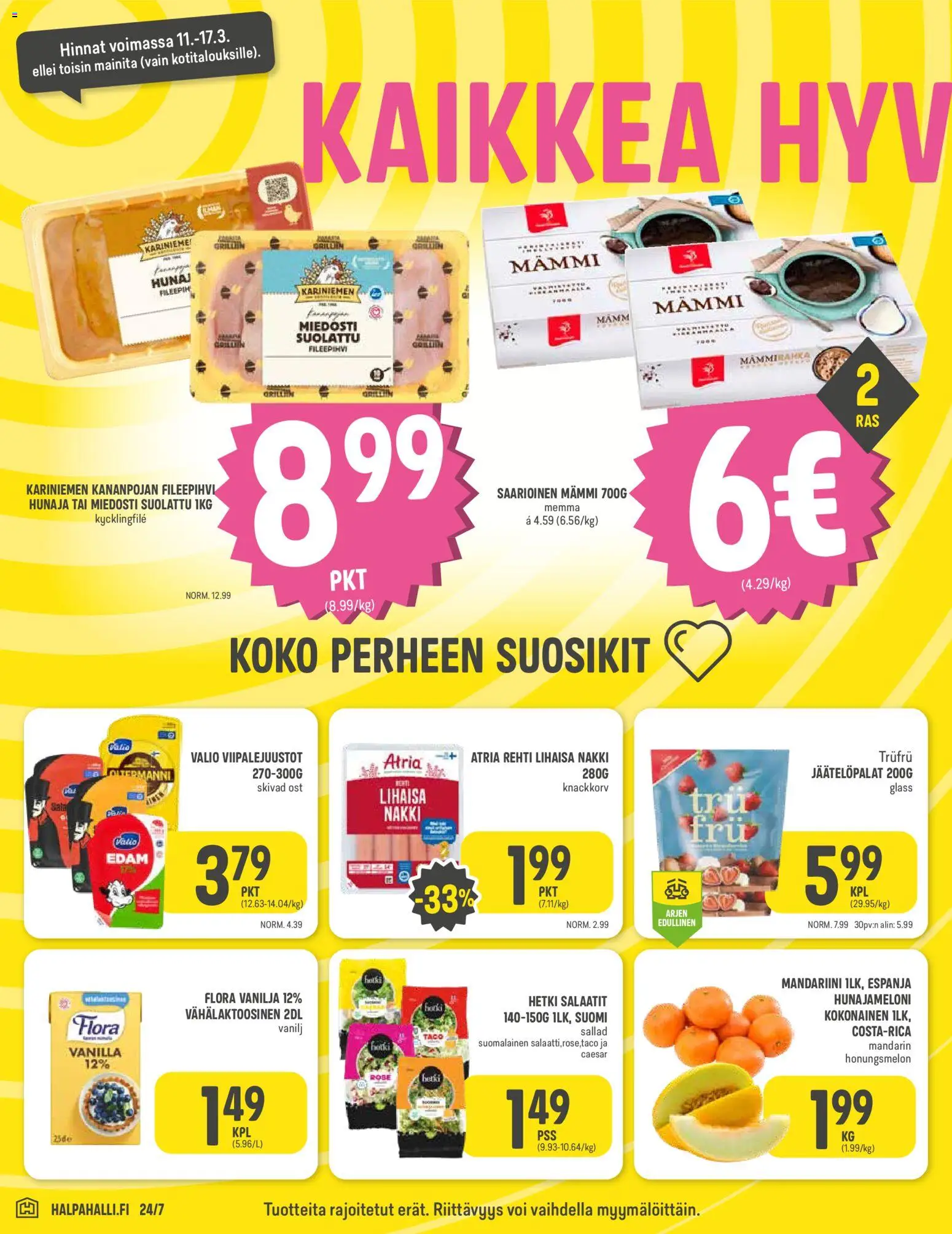 Halpa Halli tarjoukset – voimassa 11.03.2026 alkaen | Sivu: 2 | Tuotteet: Kokonainen, Voi, Hunaja, Hunajameloni