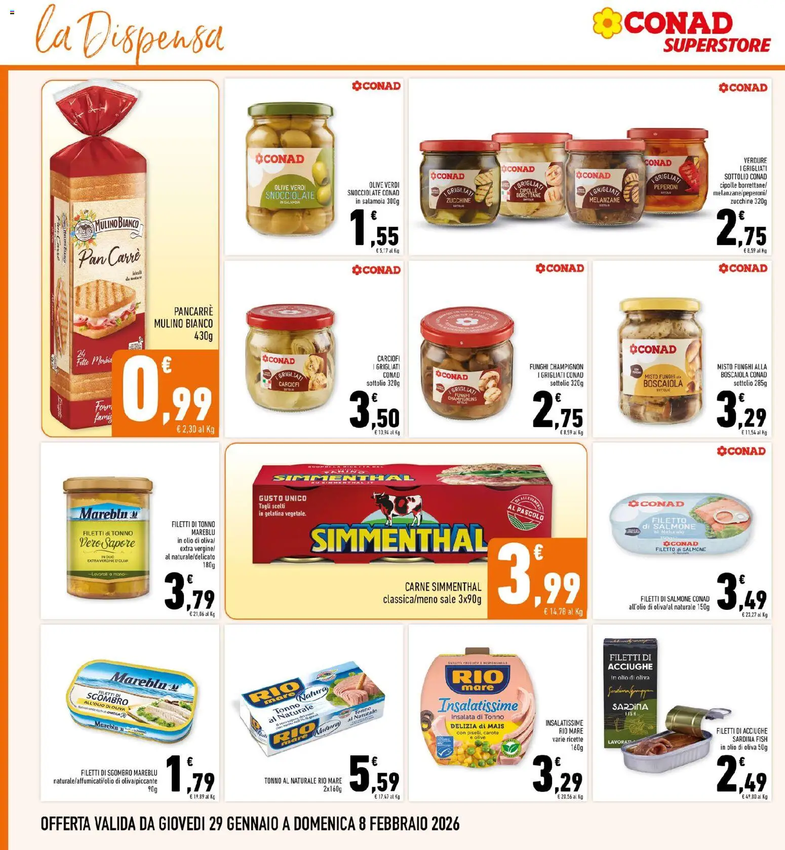 Volantino Conad del 29.01.2026 | Pagina: 20 | Prodotti: Cipolle, Olive, Carciofi, Tonno al naturale