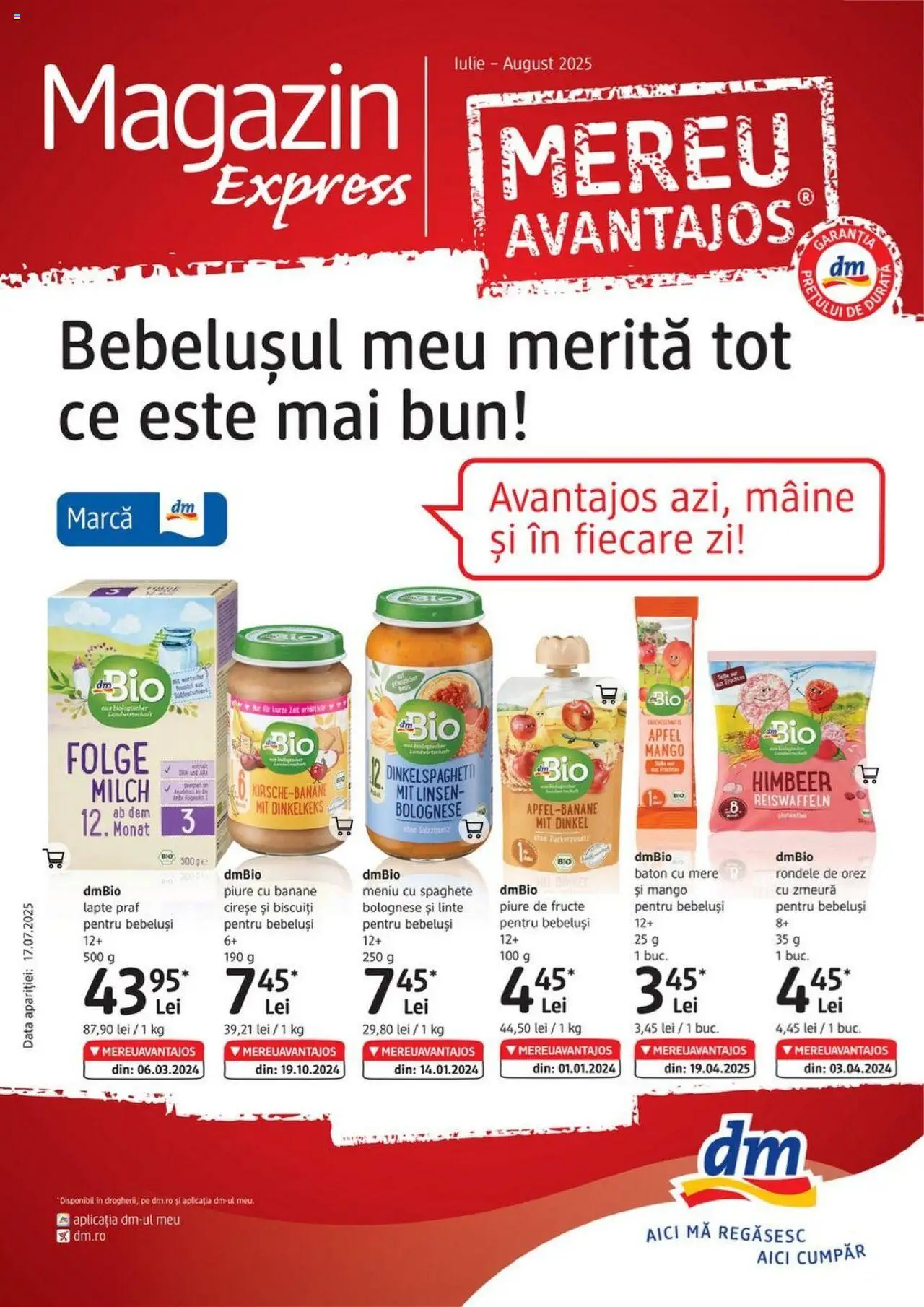 DM drogeriemarkt catalog - Express – valabil de la 17.07.2025 | Pagină: 1 | Produse: Zmeură, Mere, Banane, Orez