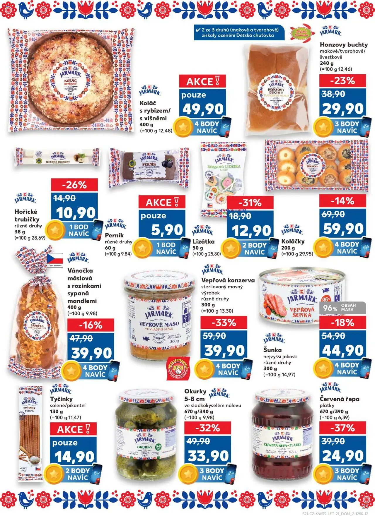Kaufland leták od 24.09.2025 | Strana: 21 | Produkty: Okurky, Perník, Tyčinky, Body