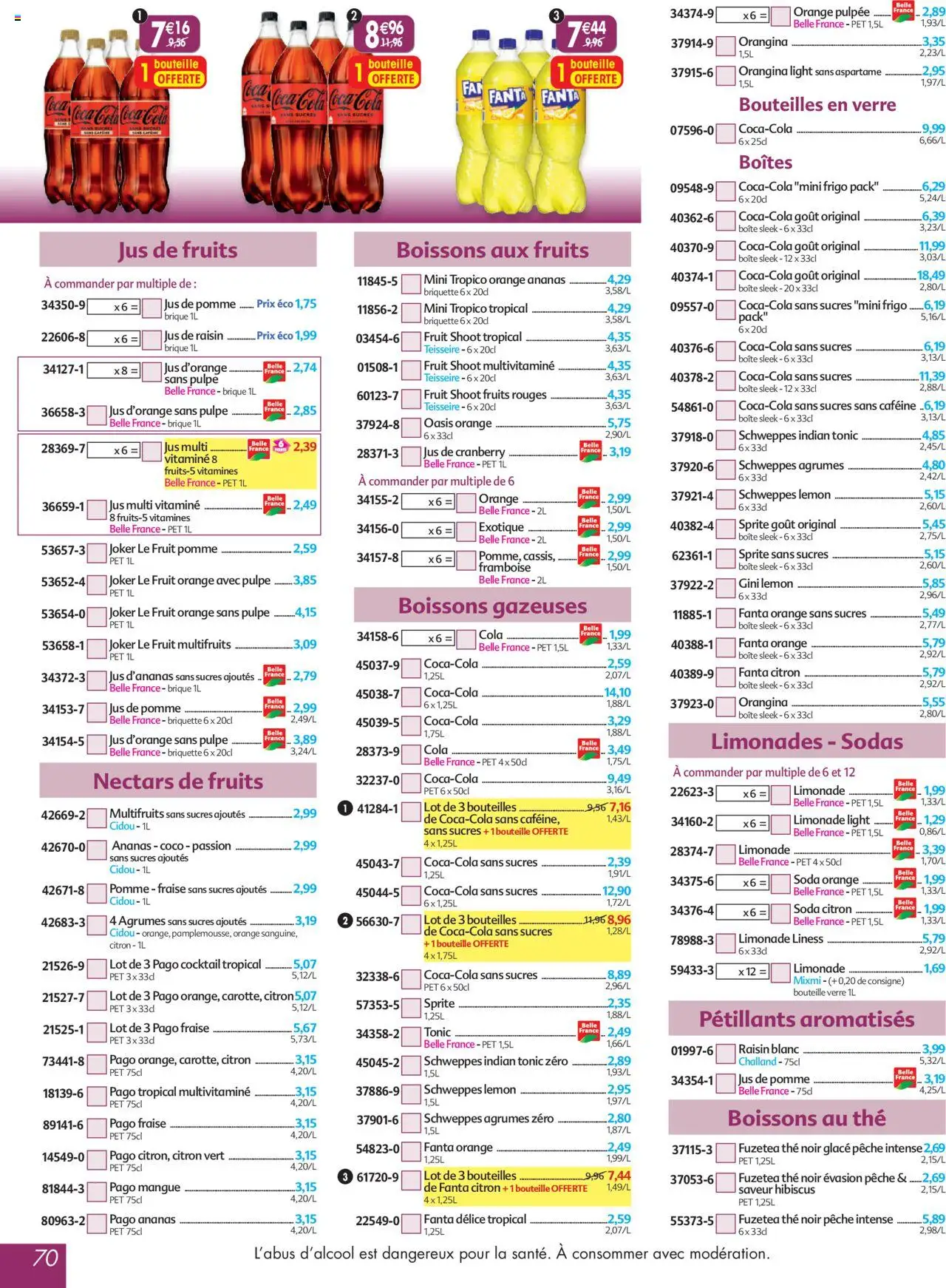  | Page: 70 | Produits: Citron, Frigo, Jus d'ananas, Jus de pomme