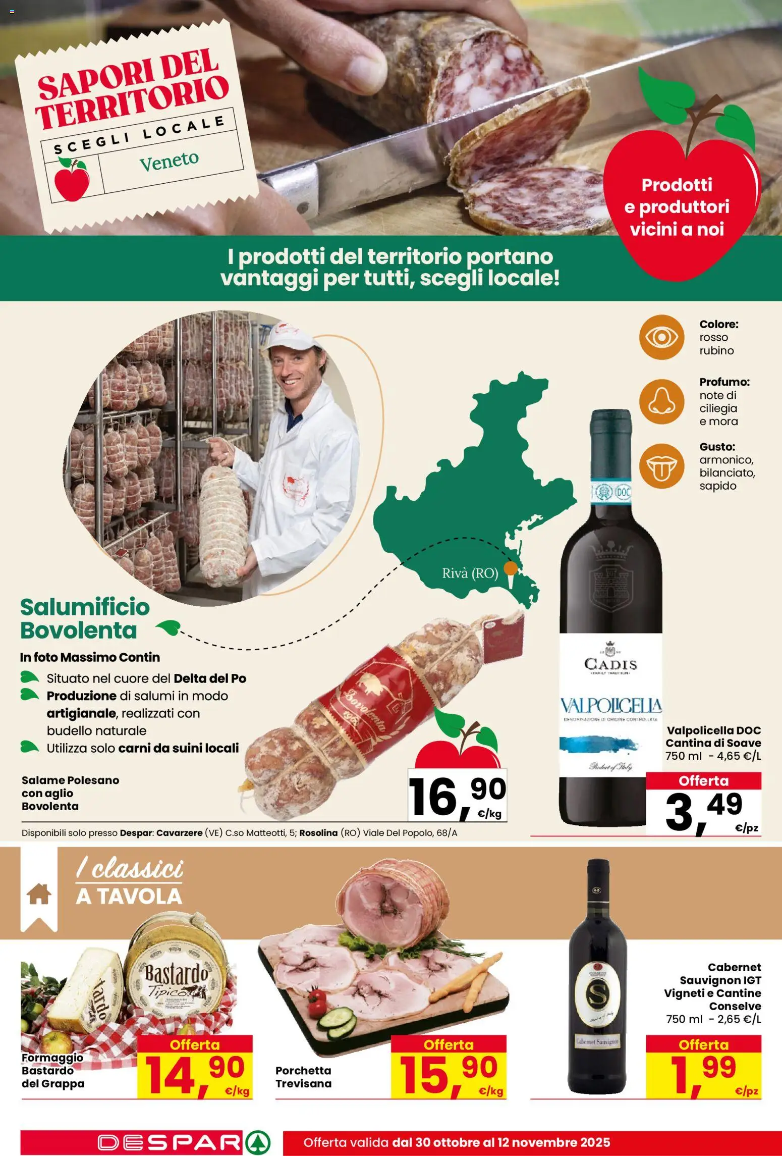 Volantino Despar del 30.10.2025 | Pagina: 12 | Prodotti: Porchetta, Salame, Aglio, Profumo