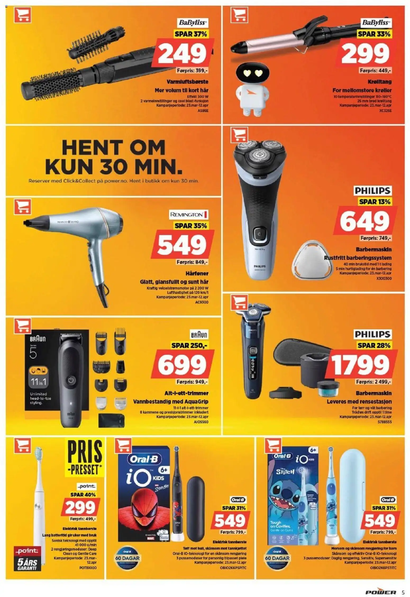 {H1} | Side: 5 | Produkter: Hårtoner, Barbermaskin, Суміш дитяча, Elektrisk tannbørste