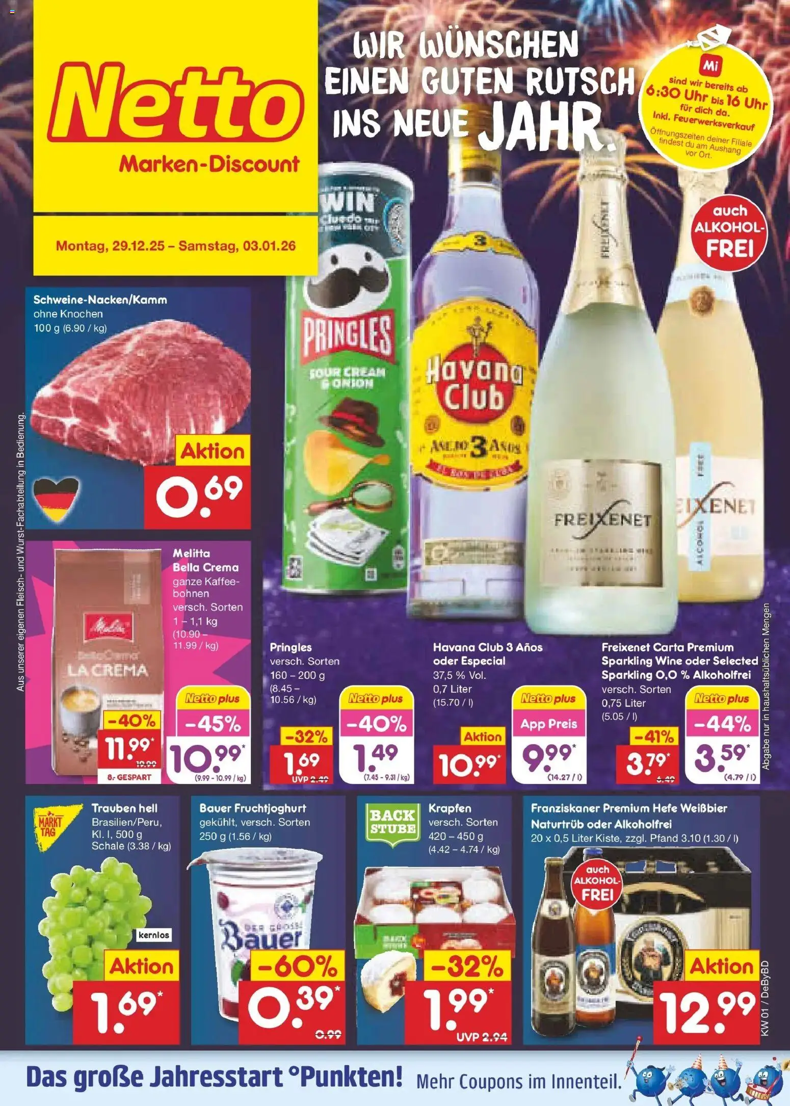 Netto Marken-Discount prospekt Buttenwiesen	 – gültig ab 28.12.2025 | Seite: 1 | Produkte: Havana club, Melitta, Franziskaner, Uhr