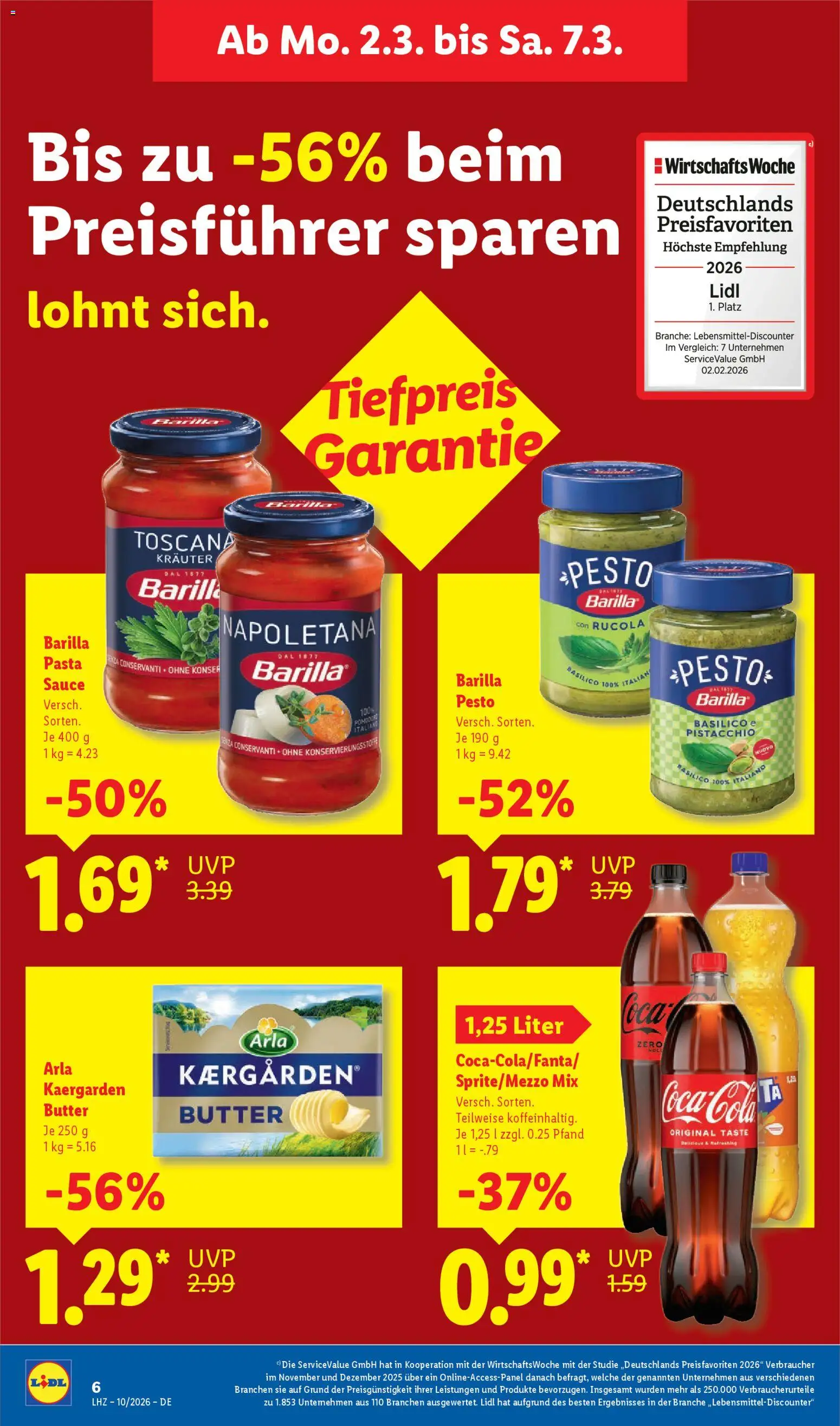 Lidl Prospekt Trier-West – gültig ab 02.03.2026 | Seite: 14 | Produkte: Butter, Barilla, Rucola, Pasta
