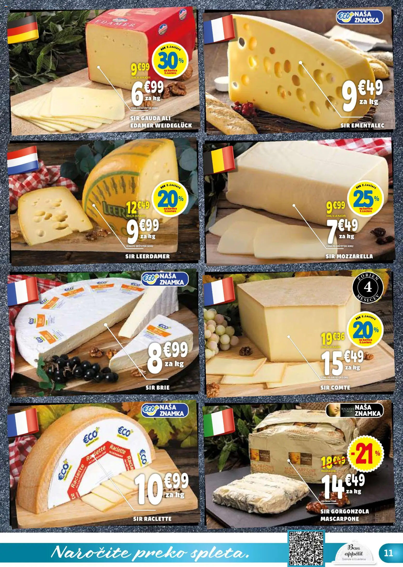 Novi E.leclerc katalog ponudbe – veljaven od 21.01.2026 | Stran: 11 | Izdelki: Gauda, Ementalec, Sir