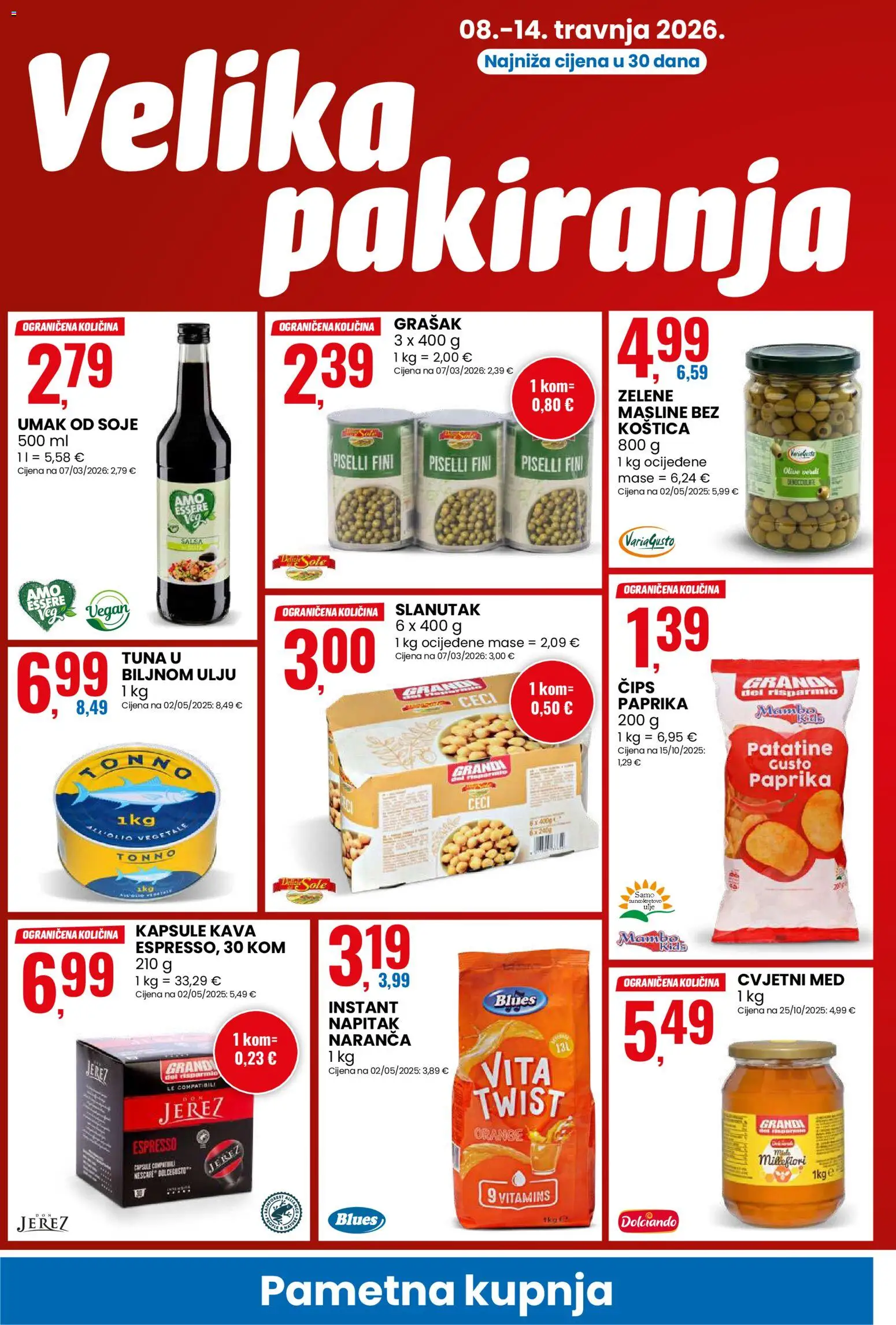 Eurospin katalog | vrijedi od 08.04.2026 | Stranica: 4 | Proizvodi: Med, Kava, Umak, Grašak