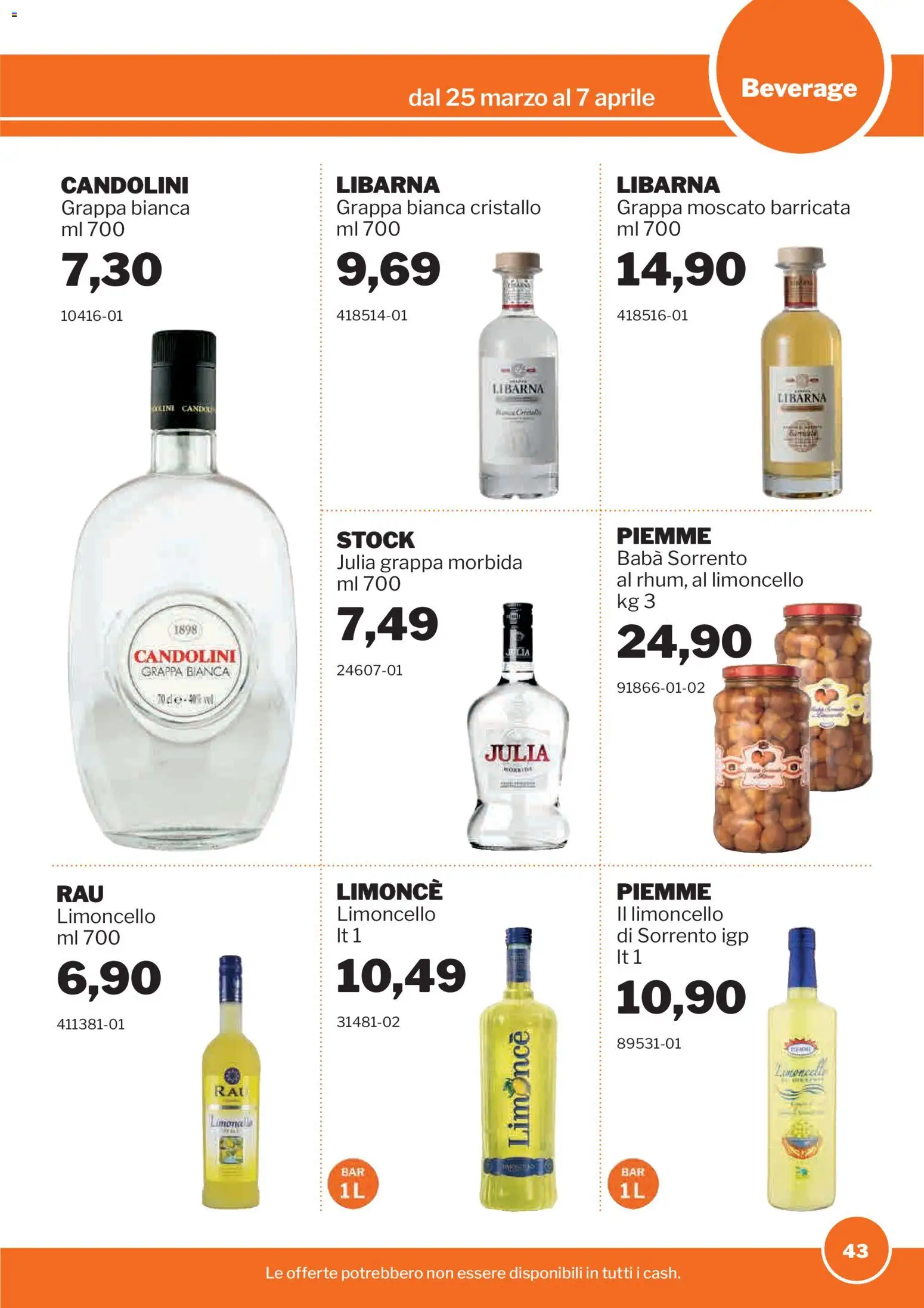 Volantino Sogegross del 25.03.2026 | Pagina: 43 | Prodotti: Limoncello, Grappa
