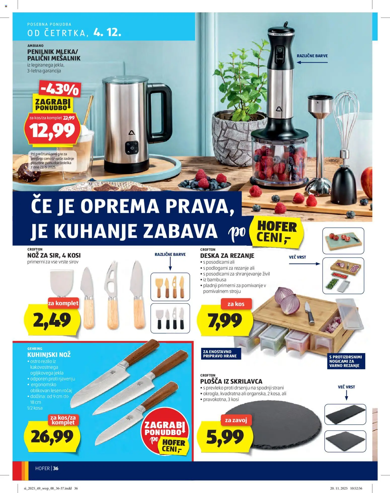 Novi Hofer katalog ponudbe – veljaven od 27.11.2025 | Stran: 36 | Izdelki: Mesalnik, Nož, Kos