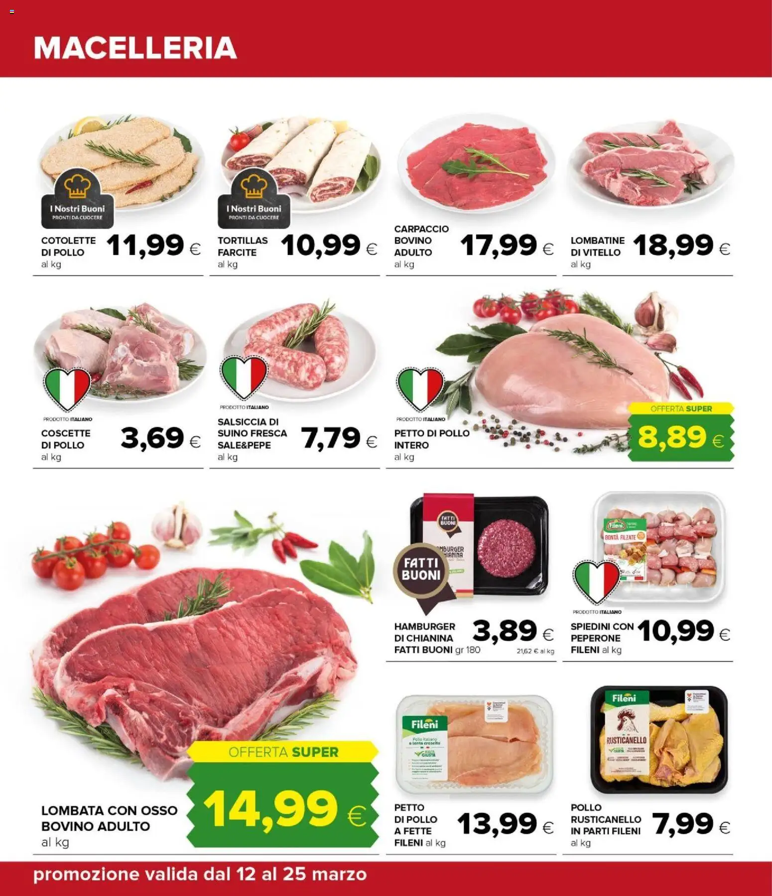 Volantino Oasi del 12.03.2026 | Pagina: 16 | Prodotti: Petto di Pollo, Salsiccia, Vitello, Spiedini
