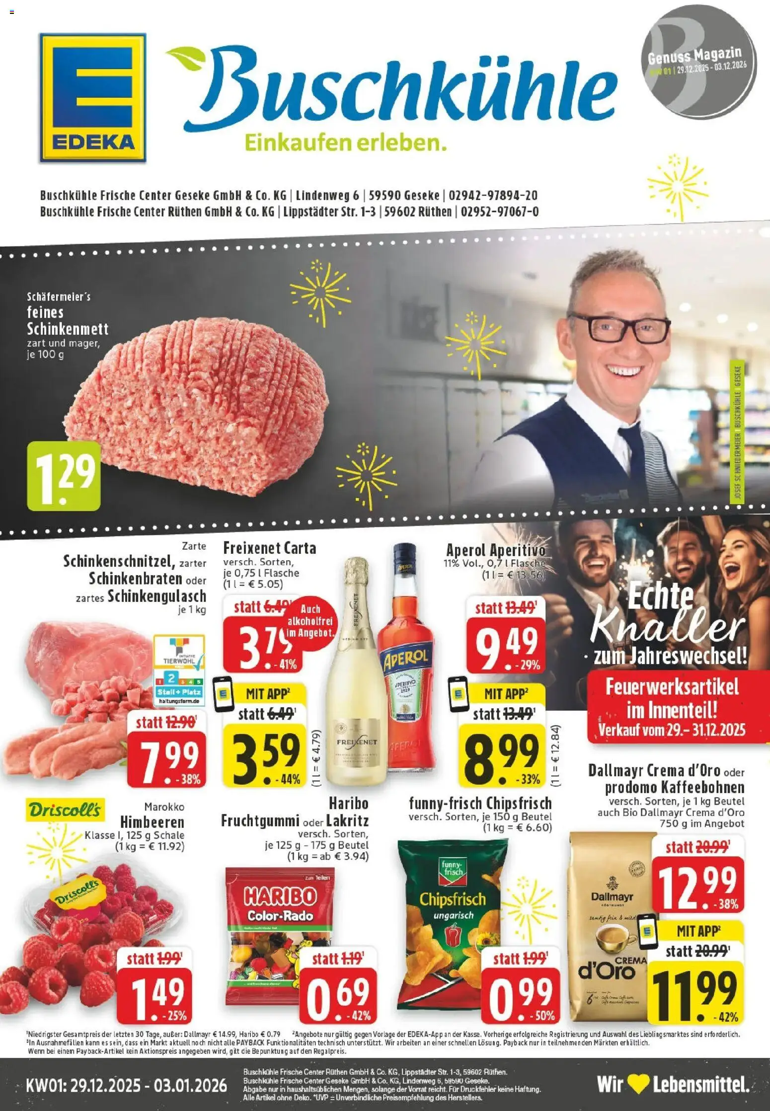 Edeka prospekt Geseke	 – gültig ab 28.12.2025 | Seite: 1 | Produkte: Freixenet, Dallmayr, Aperol, Chips