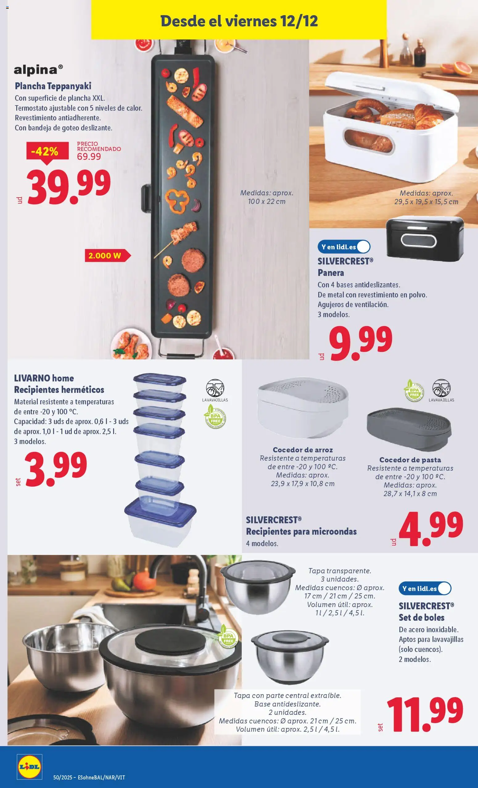 Lidl folleto de bazar │ válido desde el 08.12.2025 | Página: 26 | Productos: Arroz, Pasta, Lavavajillas, Plancha