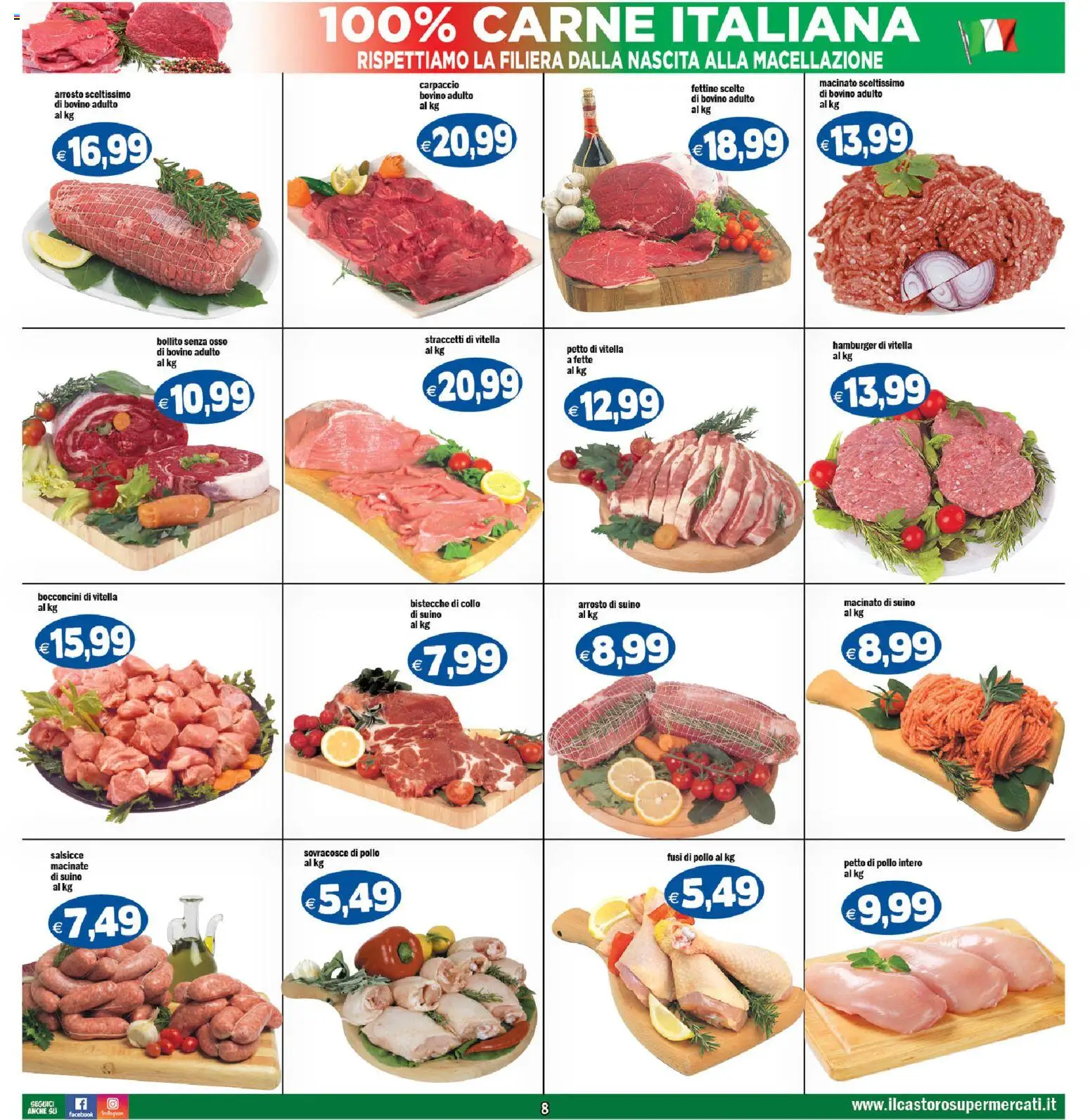 Volantino Il Castoro del 27.11.2025 | Pagina: 8 | Prodotti: Bovino, Petto di Pollo, Suino, Macinato