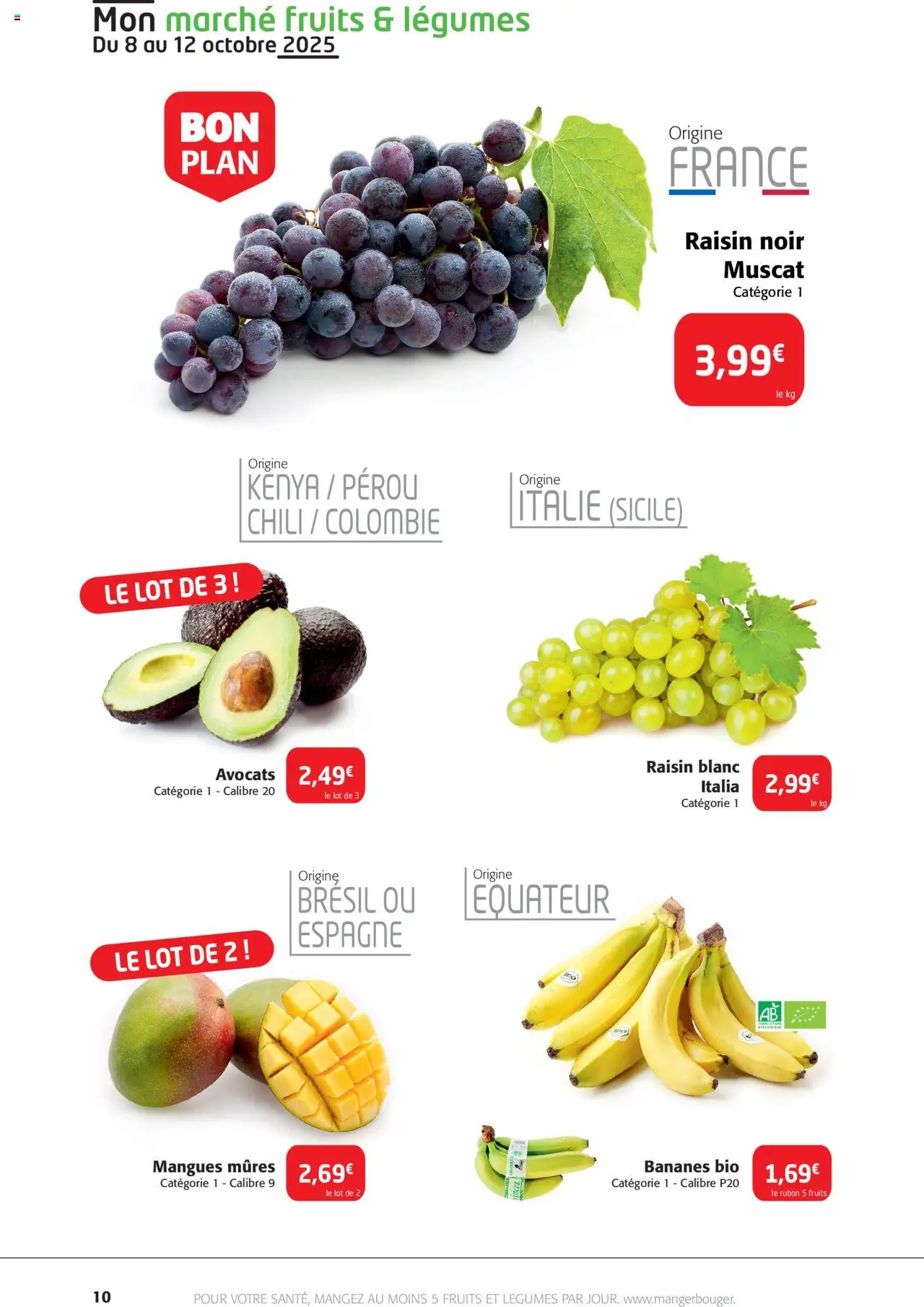 {H1} | Page: 10 | Produits: Avocats, Raisin, Bananes