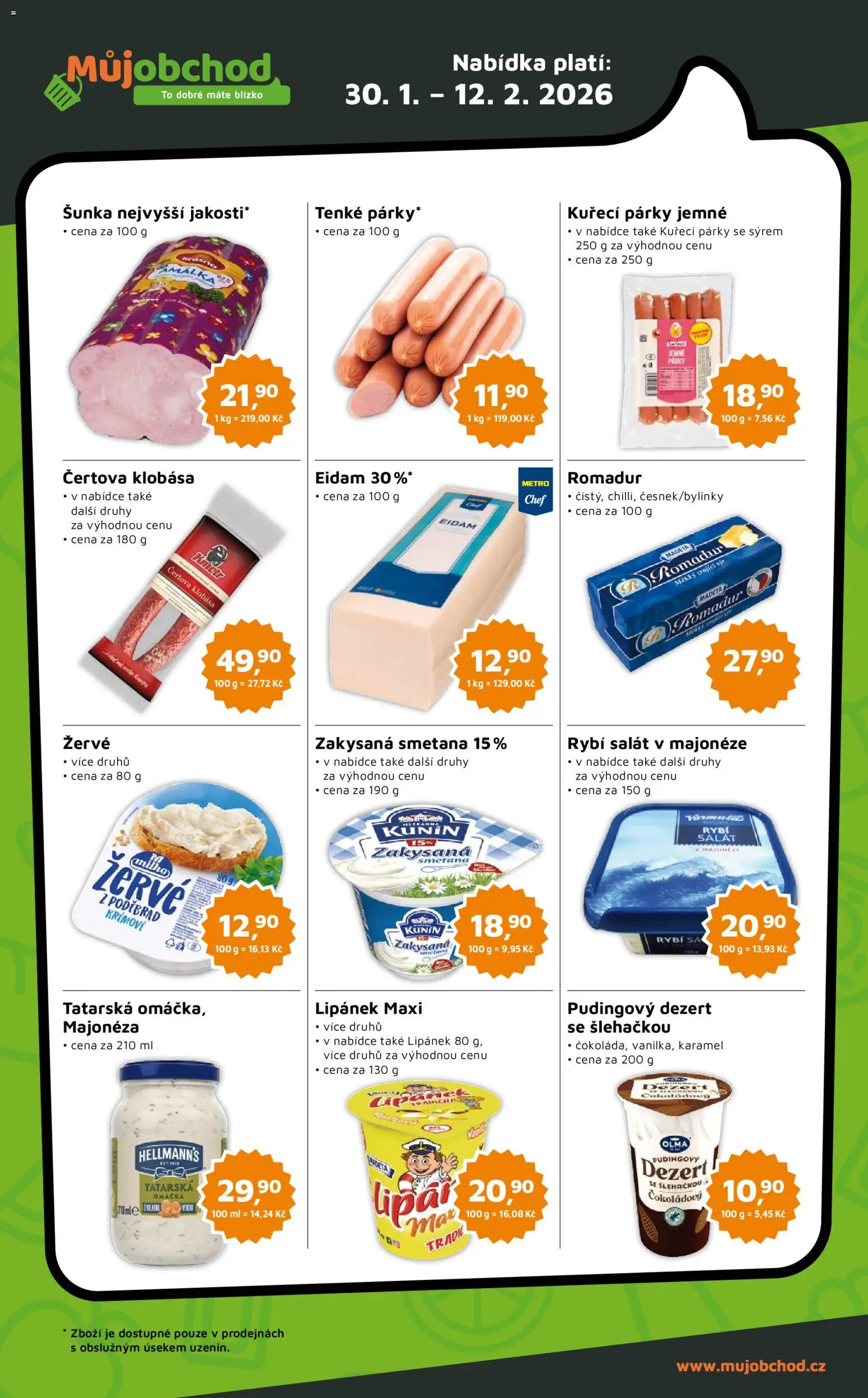 Můj obchod leták - Brand od 30.01.2026 | Strana: 2 | Produkty: Smetana, Párky, Eidam, Zakysaná smetana