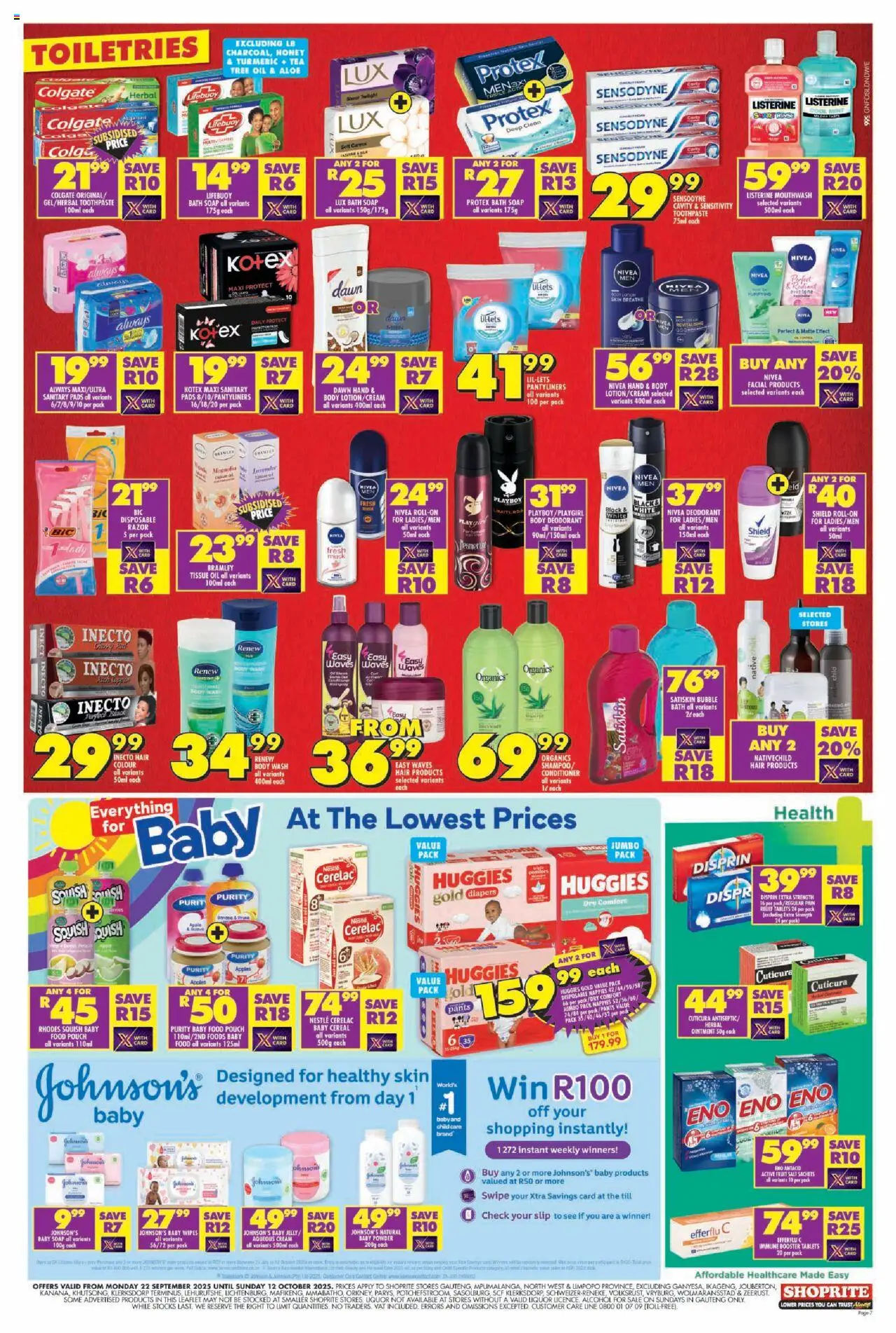New Shoprite catalogue – valid from 22.09.2025 | Page: 7 | Products: Tissue oil, Conditioner, Toothpaste, Lotion