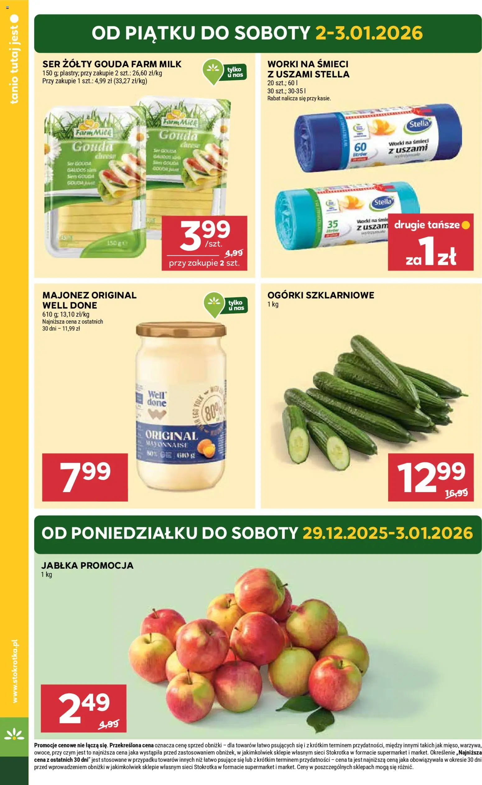 Stokrotka Gazetka od 29.12.2025 | Strona: 8 | Produkty: Ser żółty, Stokrotka, Jabłka, Majonez