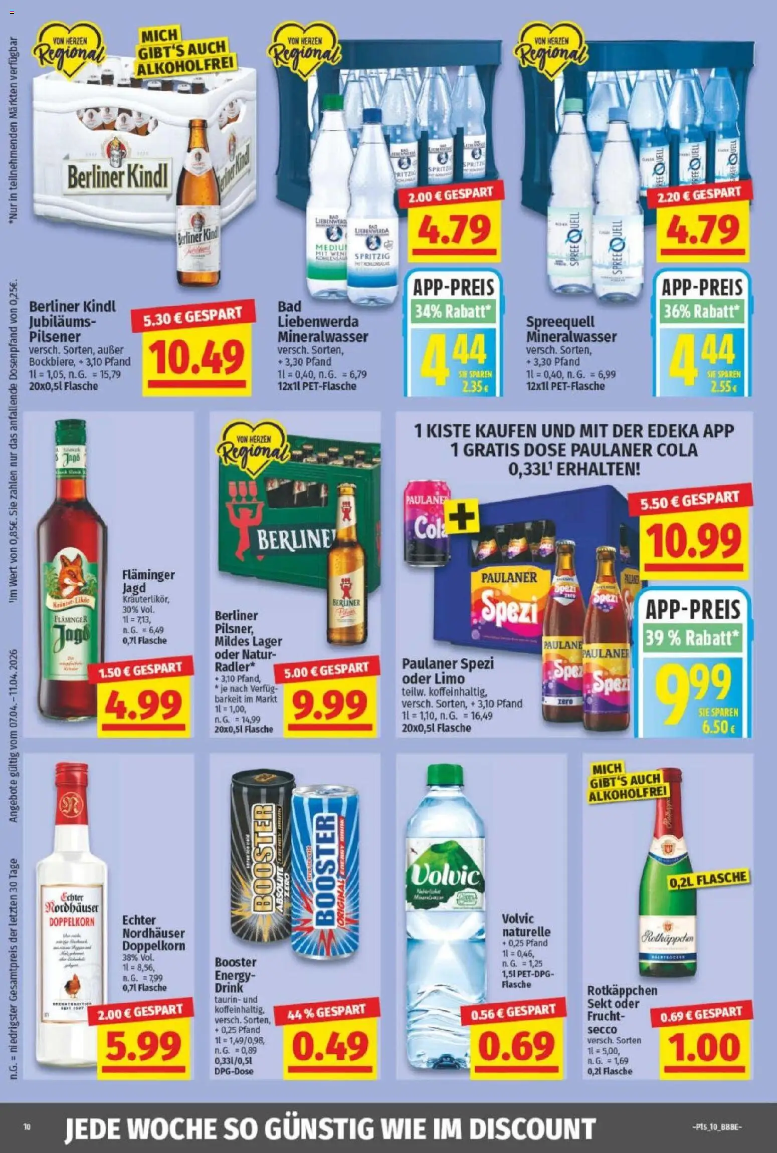 NP Discount Prospekt – gültig ab 06.04.2026 | Seite: 10 | Produkte: Berliner, Energy, Paulaner spezi, Volvic
