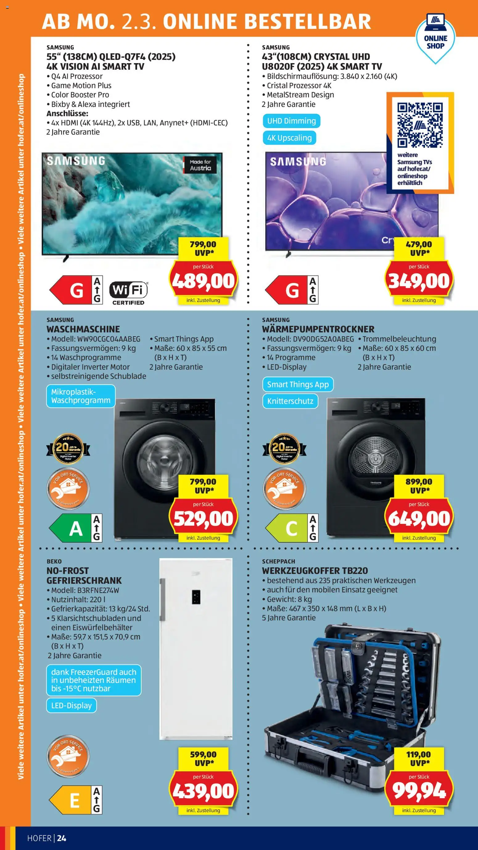 Hofer AT akciós ujság - amely érvényes a következő dátumtól: 27.02.2026 | Oldal: 28 | Termékek: TV, Smart tv, Samsung