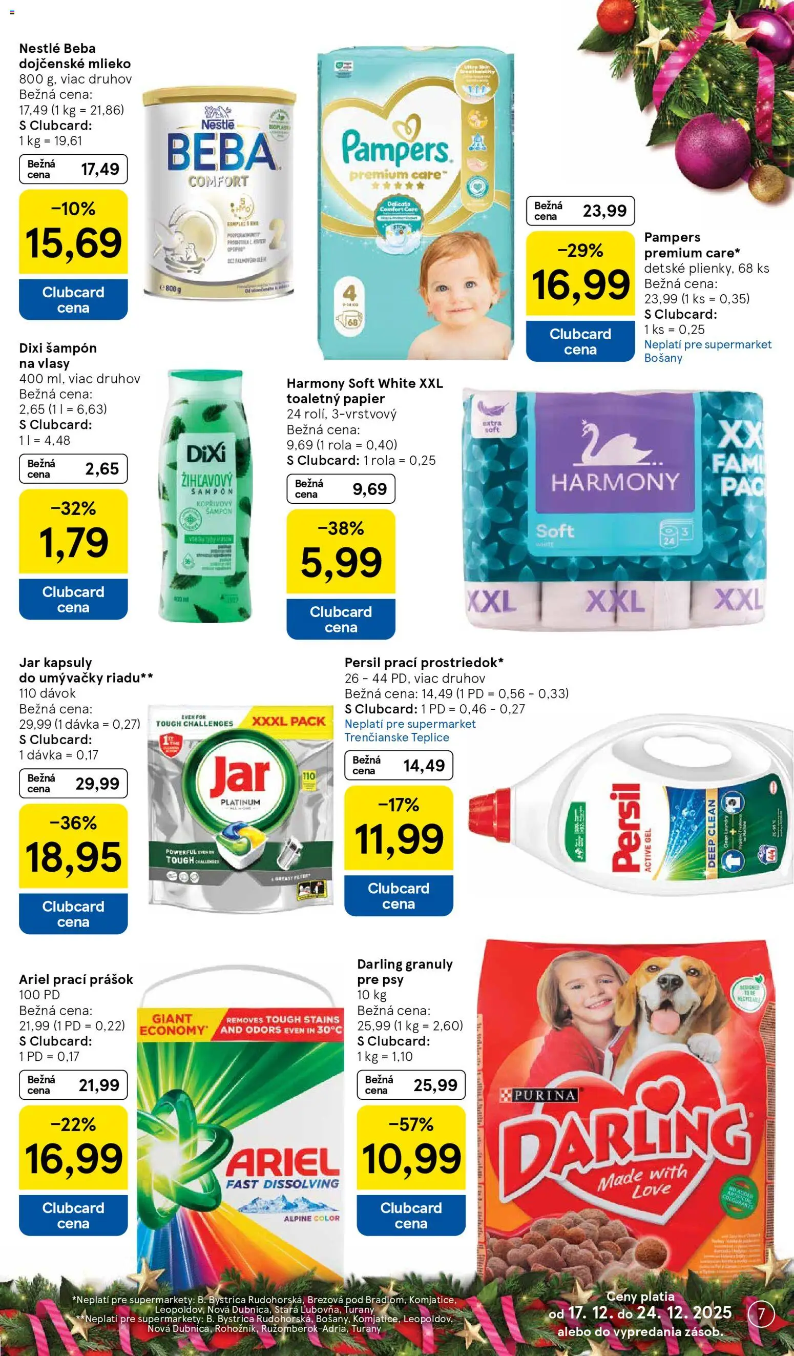 Nové Tesco akcie – leták je platný od 17.12.2025 | Strana: 7 | Produkty: Persil, Ariel, Jar, Pampers