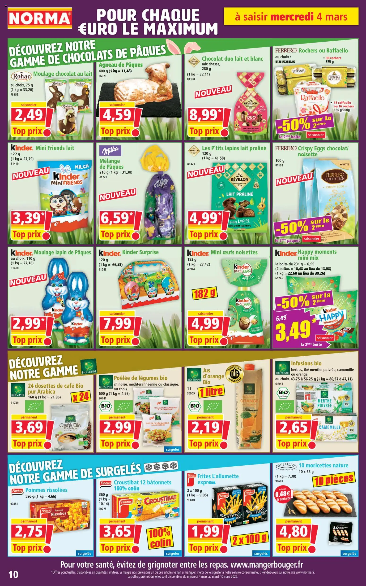 {H1} | Page: 10 | Produits: Orange, Noisettes, Lapin, Lait