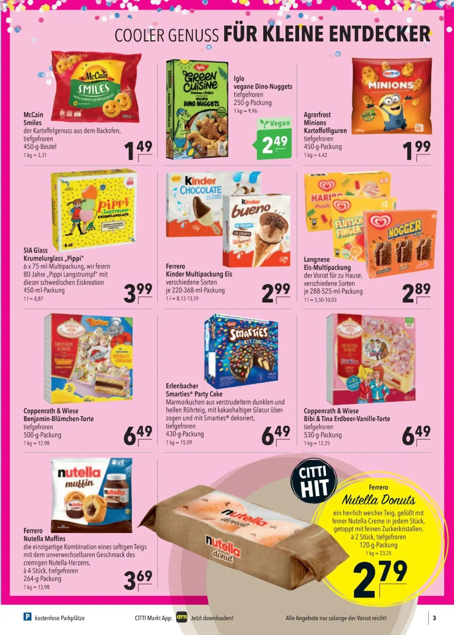 CITTI tilbudsavis – gyldig fra 04.03.2026 | Side: 3 | Produkter: Nuggets, Donuts, Nutella, Muffins