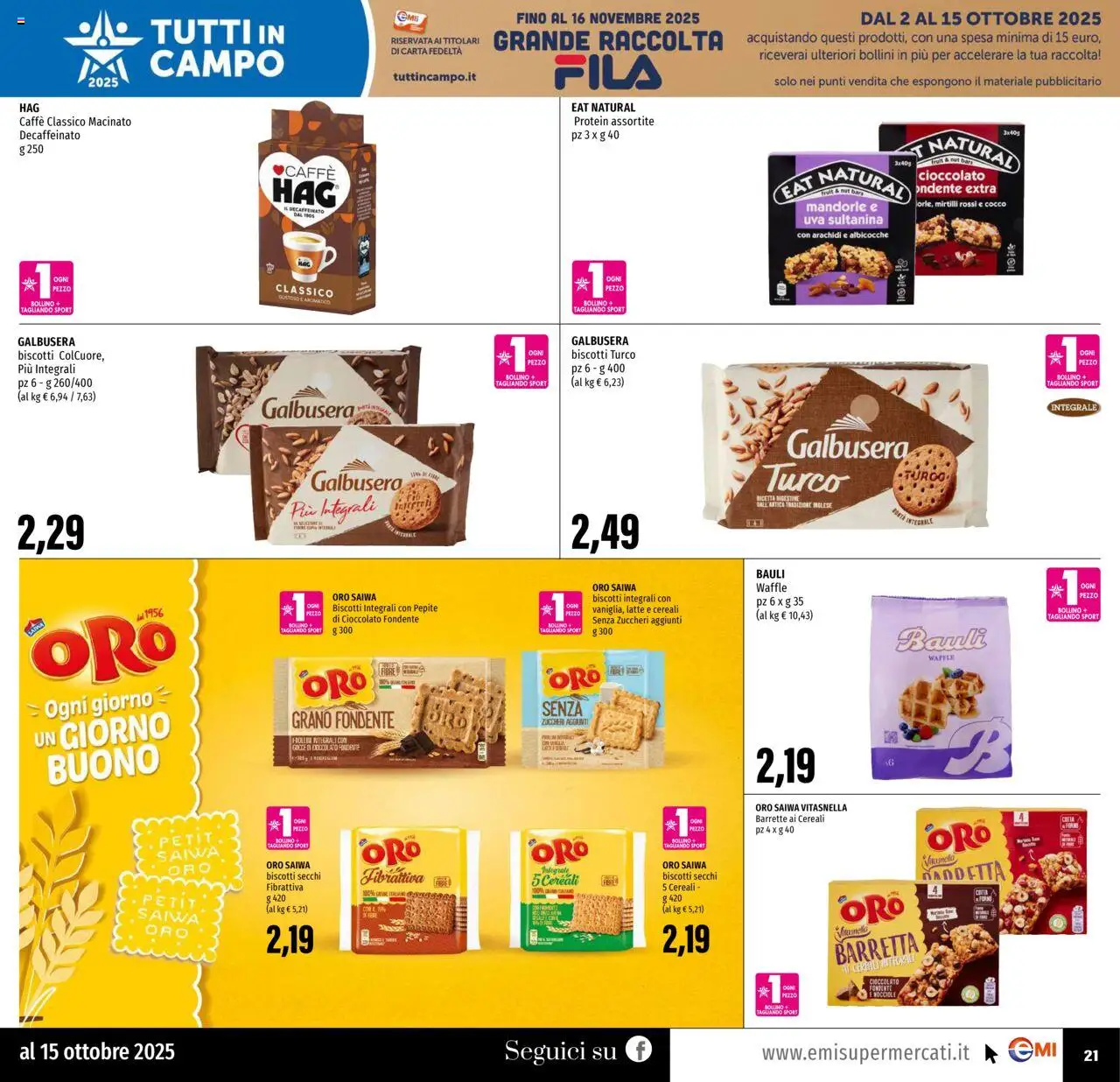 Volantino EMI del 02.10.2025 | Pagina: 21 | Prodotti: Caffè, Biscotti, Latte, Uva